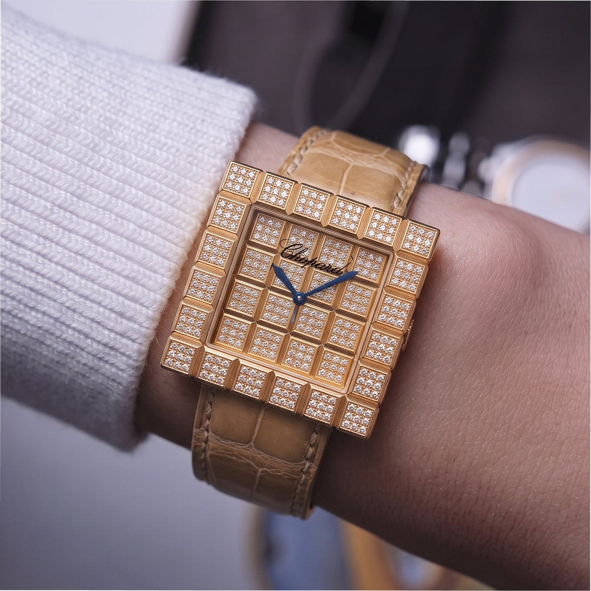Ladies Chopard Ice Cube 32MM 13/6858 18K Yellow Gold Diamond Watch