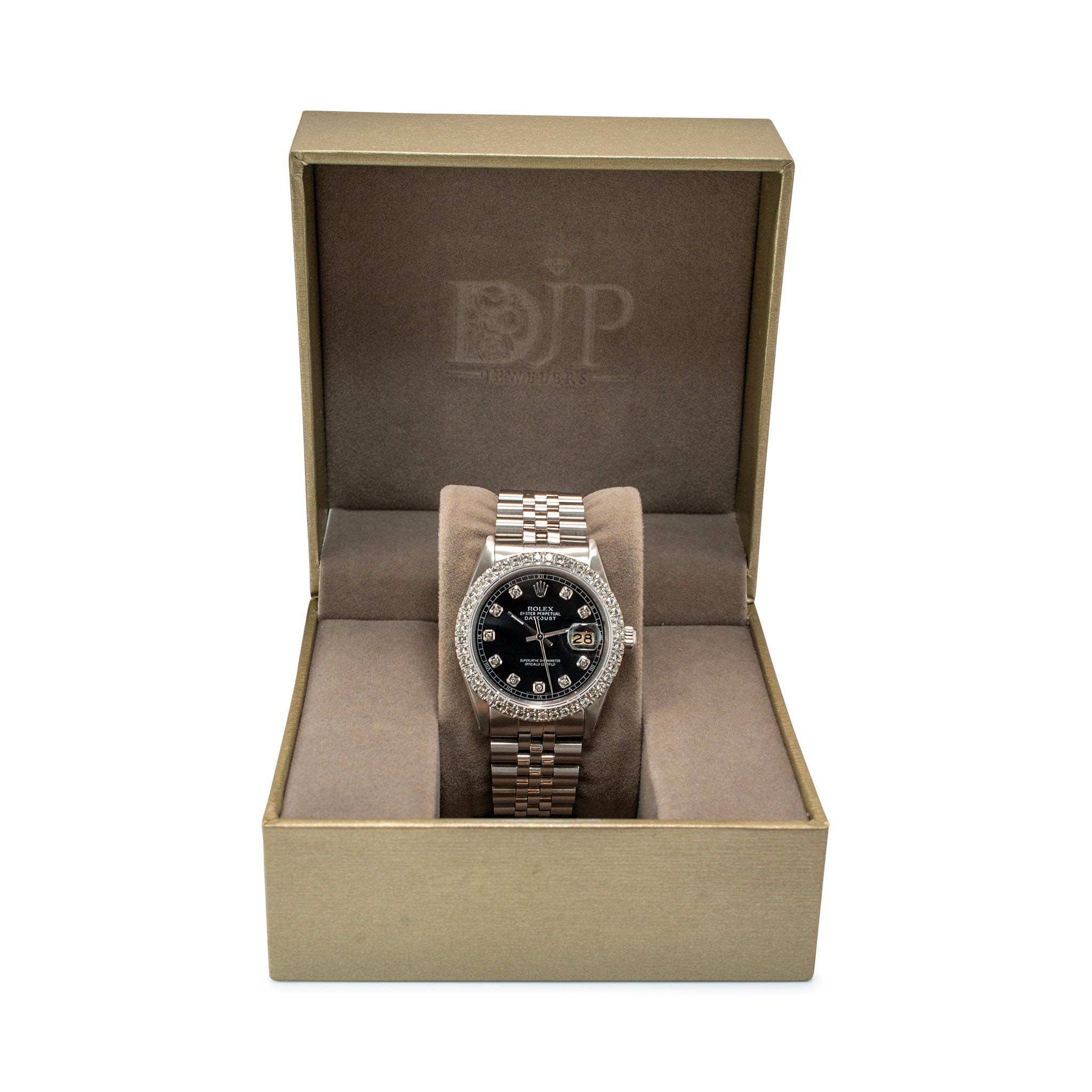 Rolex Datejust 36MM 16013 Black Diamond Black Dial Jubilee Stainless Steel Watch