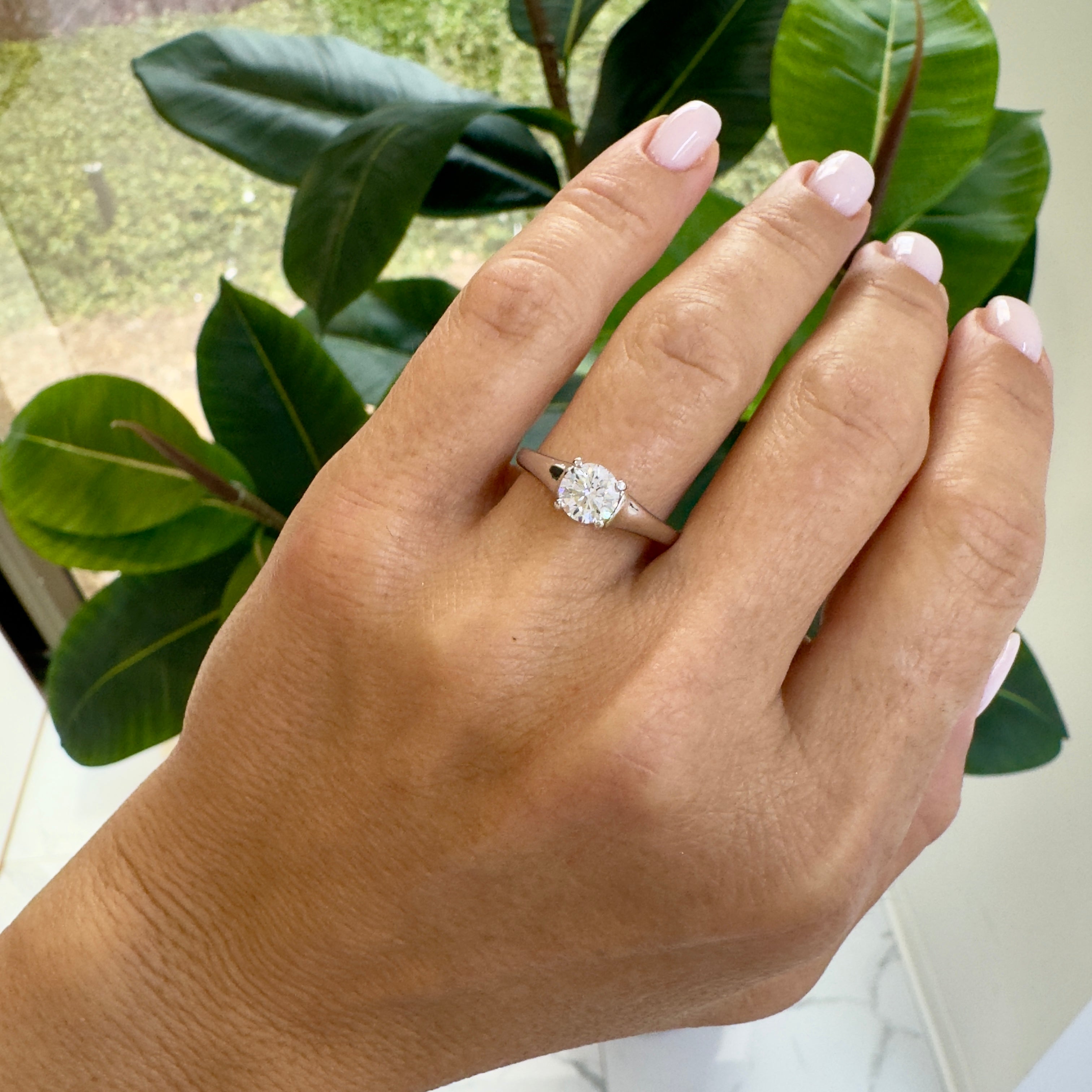 Ladies 14K White Gold 0.82ct Lab Grown Diamond Chosen Solitaire Engagement Ring