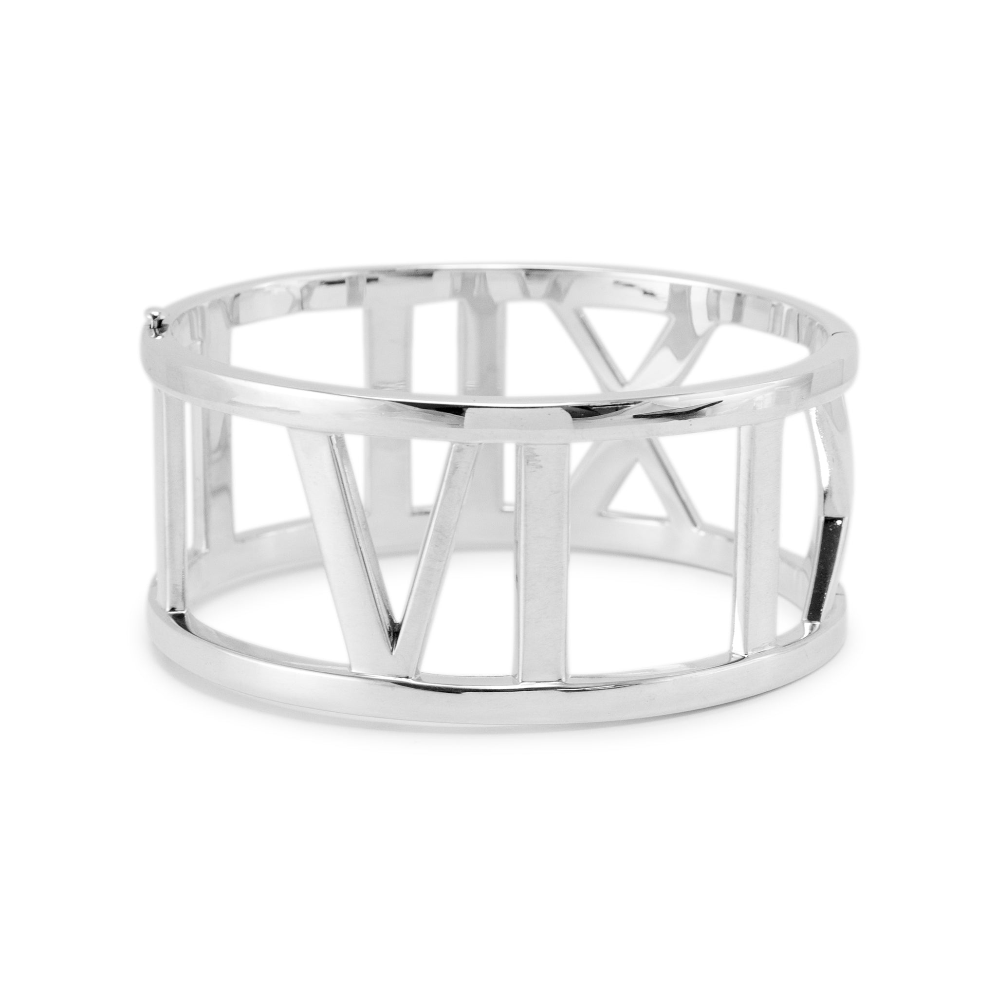 Tiffany & Co. Atlas Collection AG 925 Sterling Silver Wide Roman Bangle Bracelet