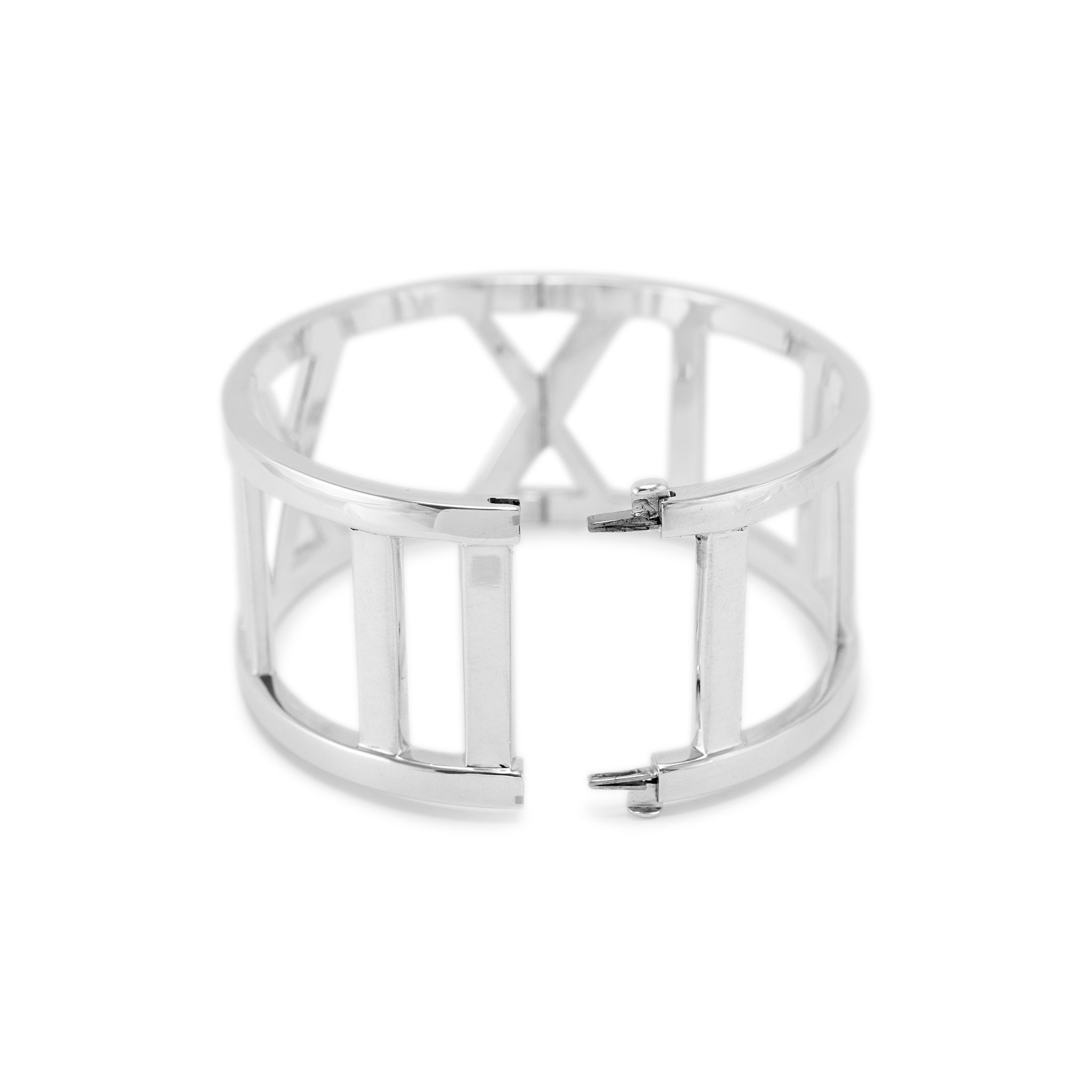 Tiffany & Co. Atlas Collection AG 925 Sterling Silver Wide Roman Bangle Bracelet
