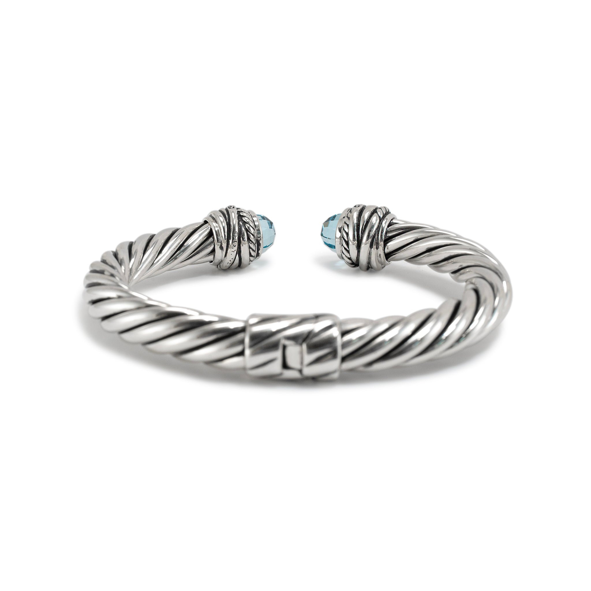 David Yurman 925 Sterling Silver Topaz & Diamond Classic Cable Bracele