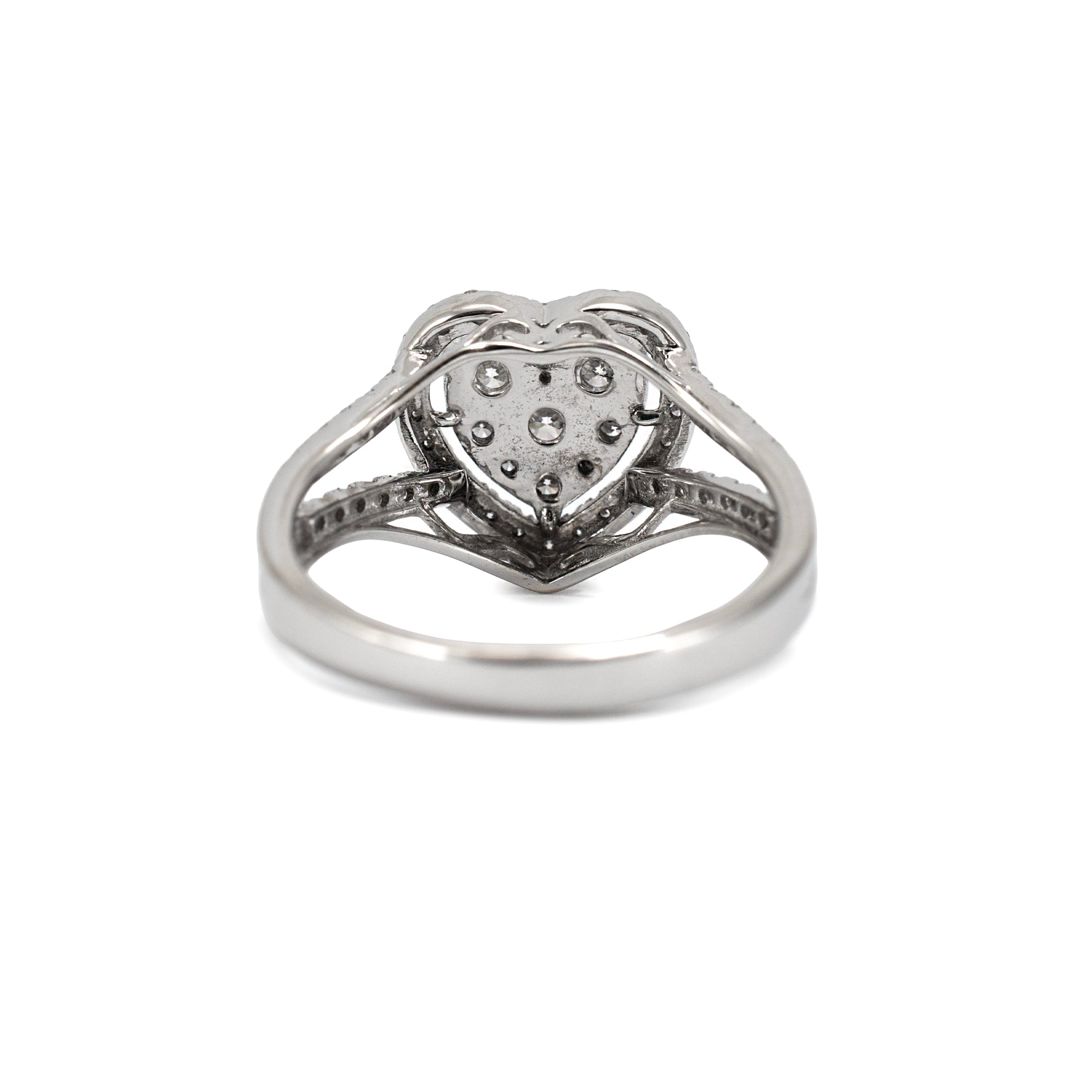 14K White Gold 1.00ct Lab Grown Diamond Heart Shape Cluster Engagement Ring