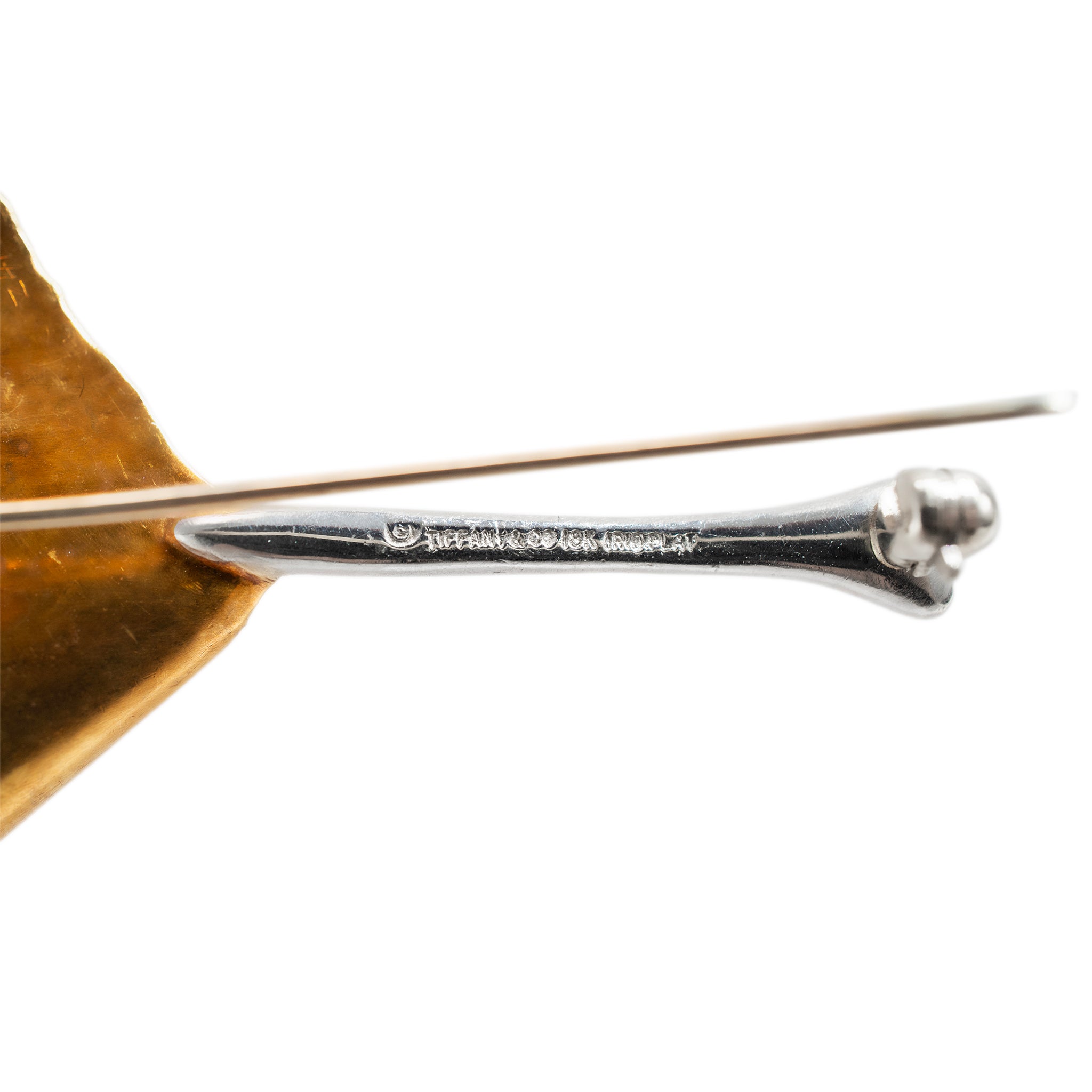 Vintage Retro Tiffany & Co. Platinum 18K Gold Diamond Iconic Ginkgo Leaf Pin