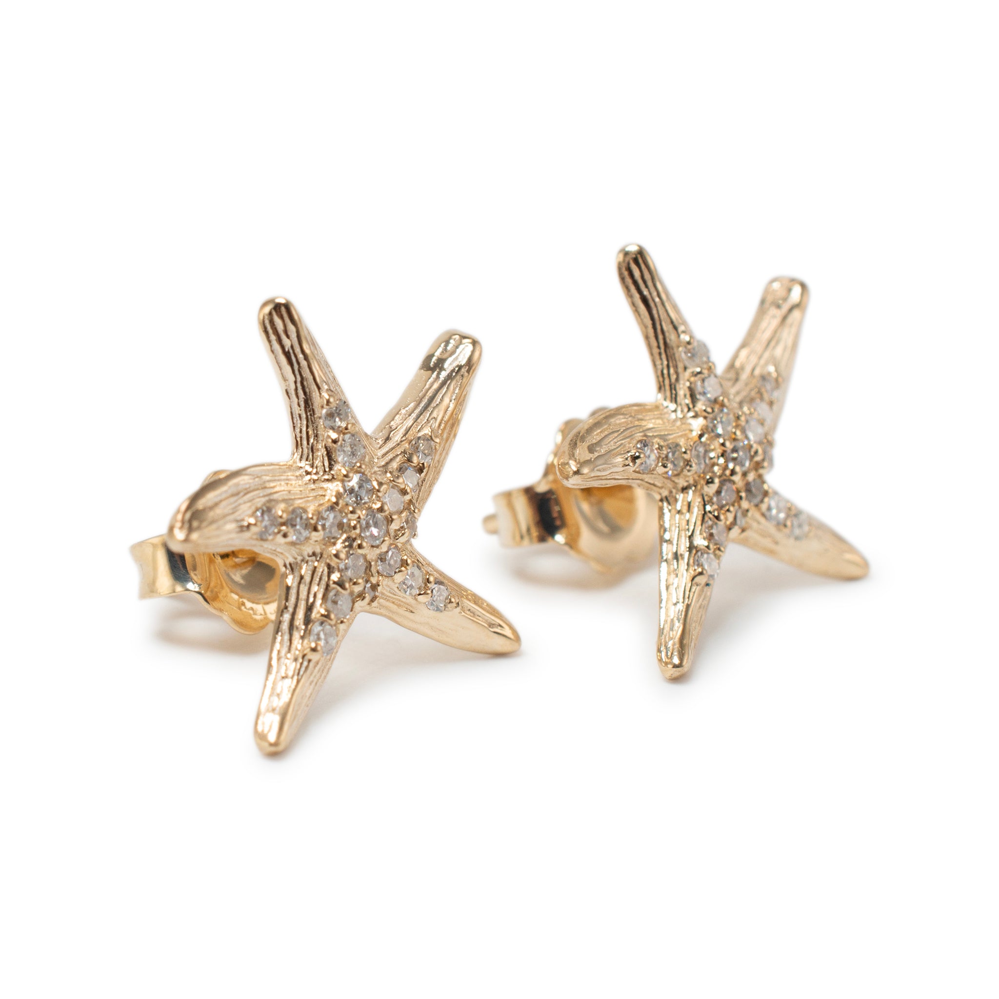 Effy Seaside 14K Yellow Gold Diamond Starfish Stud Earrings