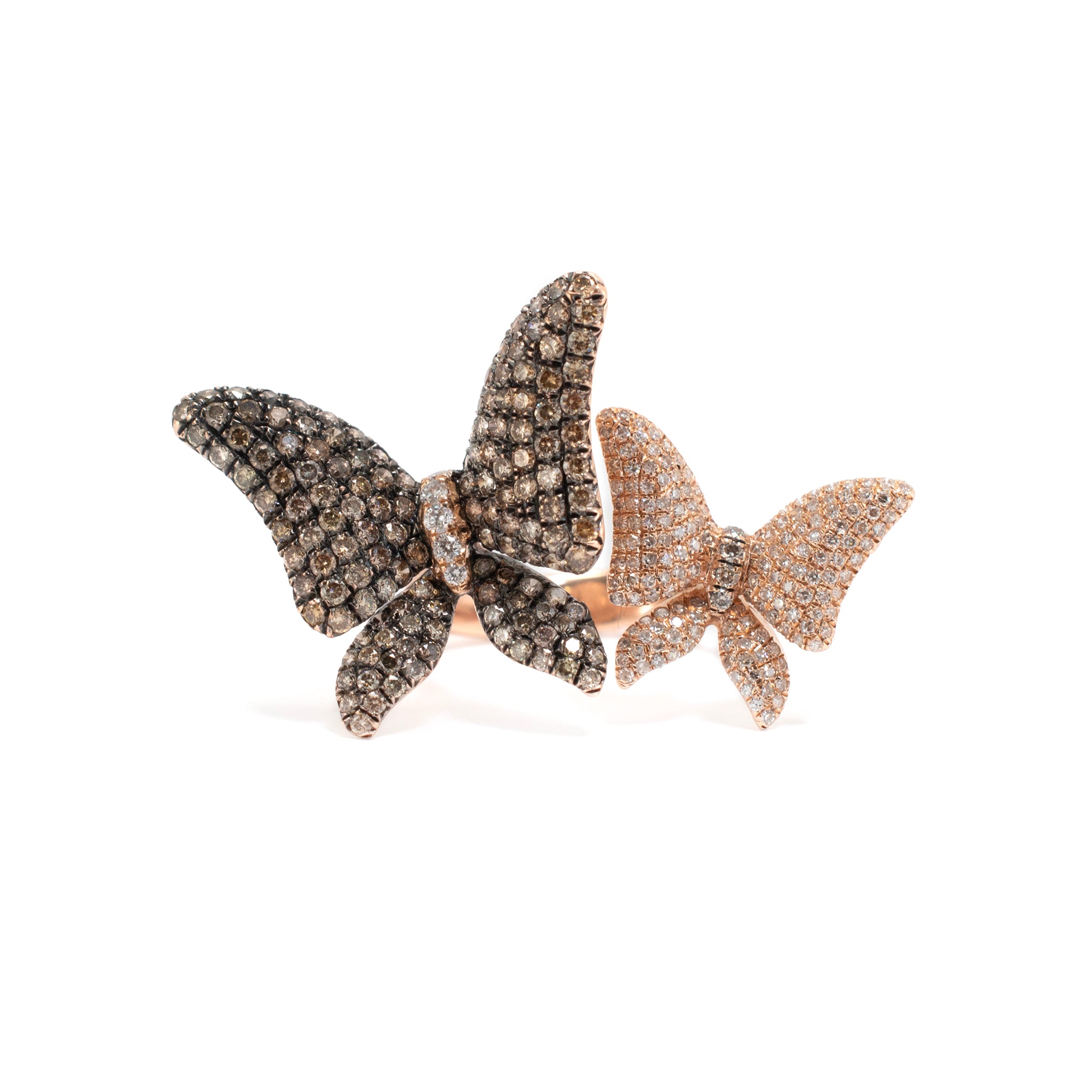 Effy Limited Edition 14K Rose Gold Brown & White Diamond Butterfly Cocktail Ring