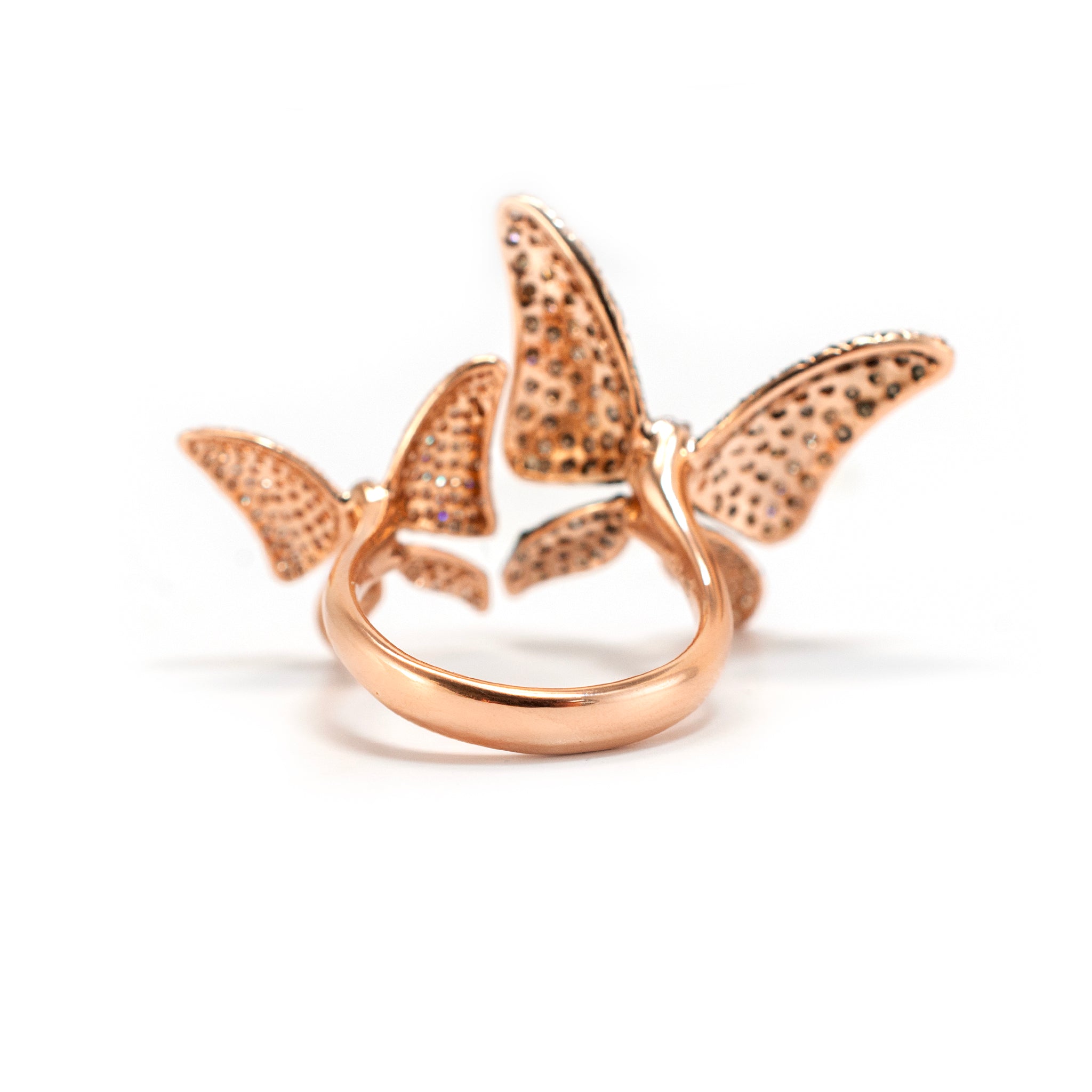Effy Limited Edition 14K Rose Gold Brown & White Diamond Butterfly Cocktail Ring