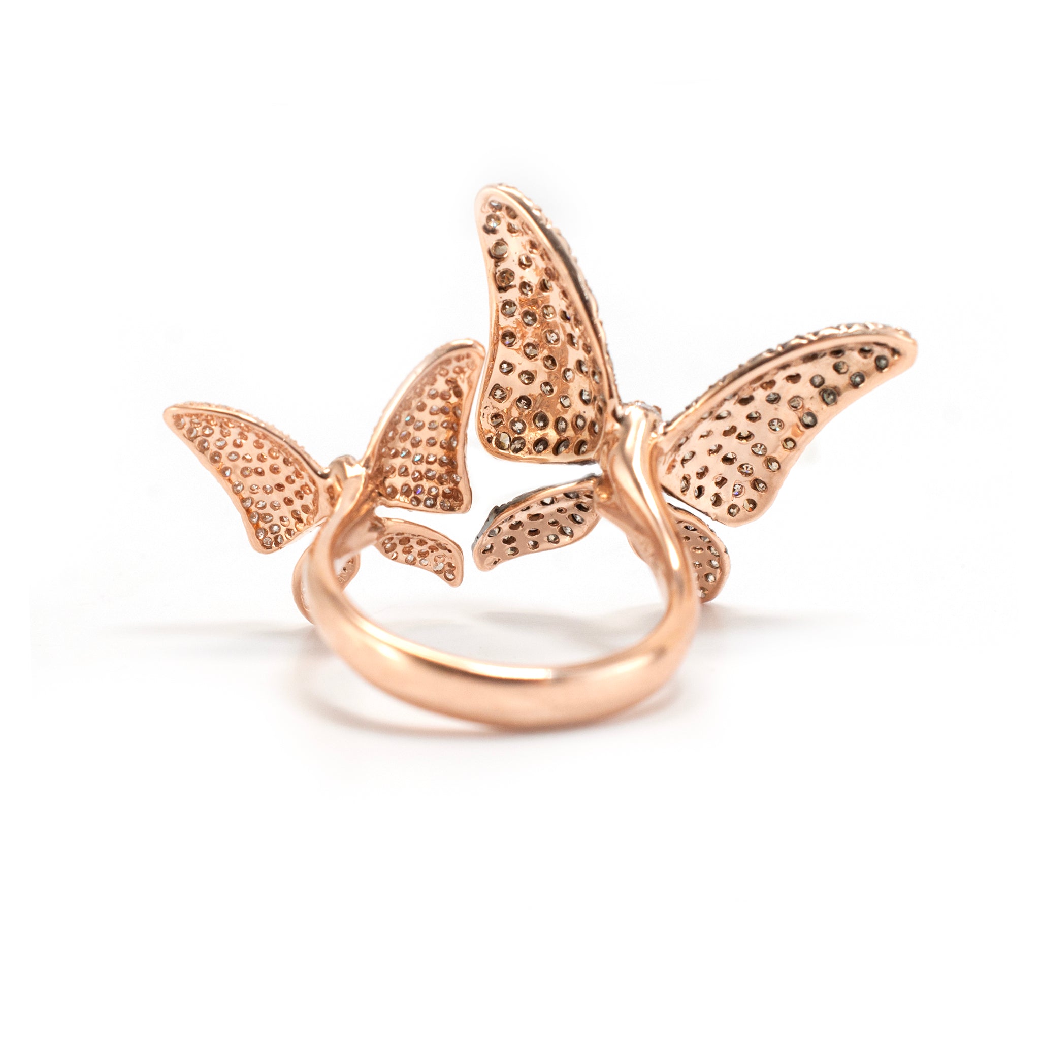 Effy Limited Edition 14K Rose Gold Brown & White Diamond Butterfly Cocktail Ring