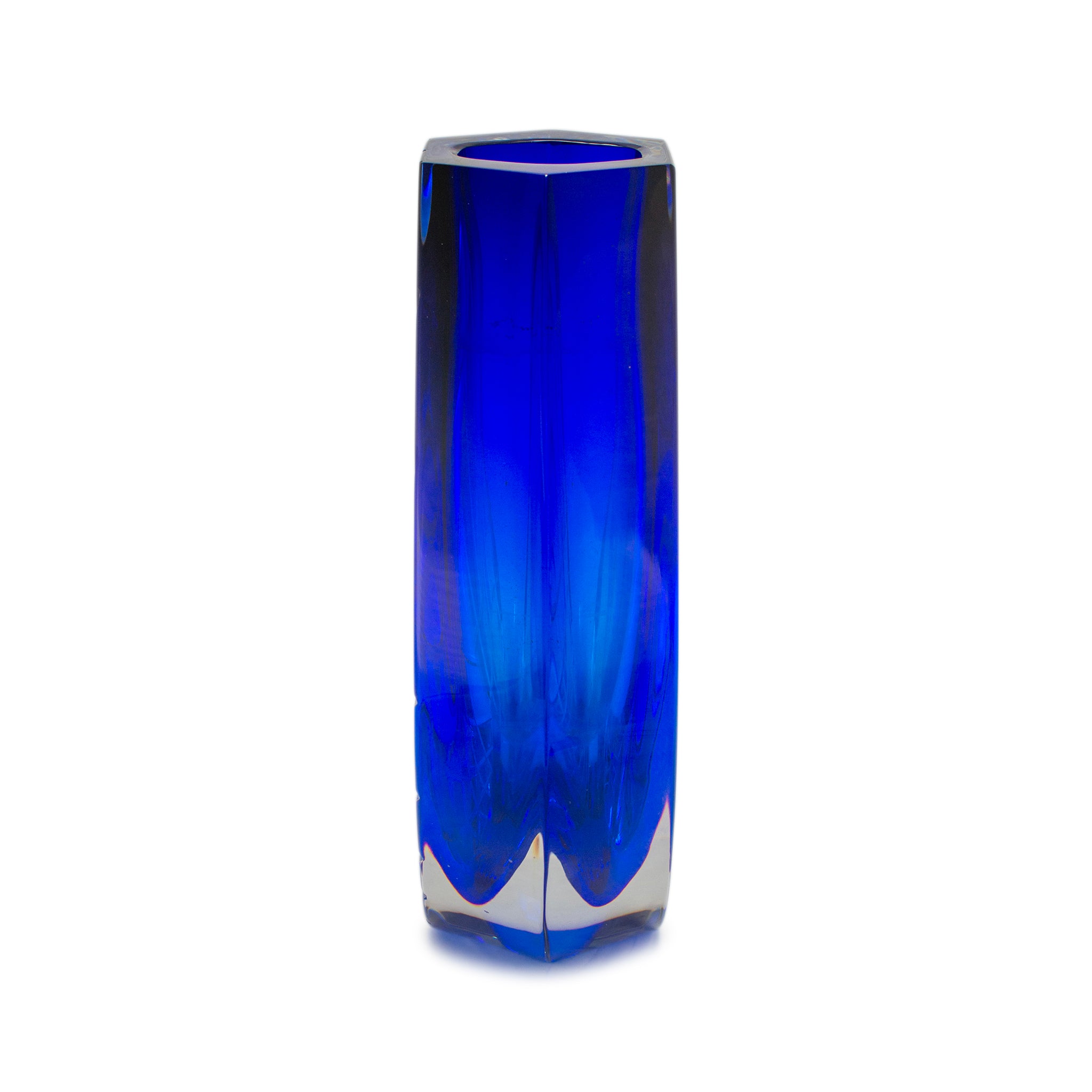 Baccarat France Crystal Neptune Elegant Clear Cobalt Blue Glass Vase