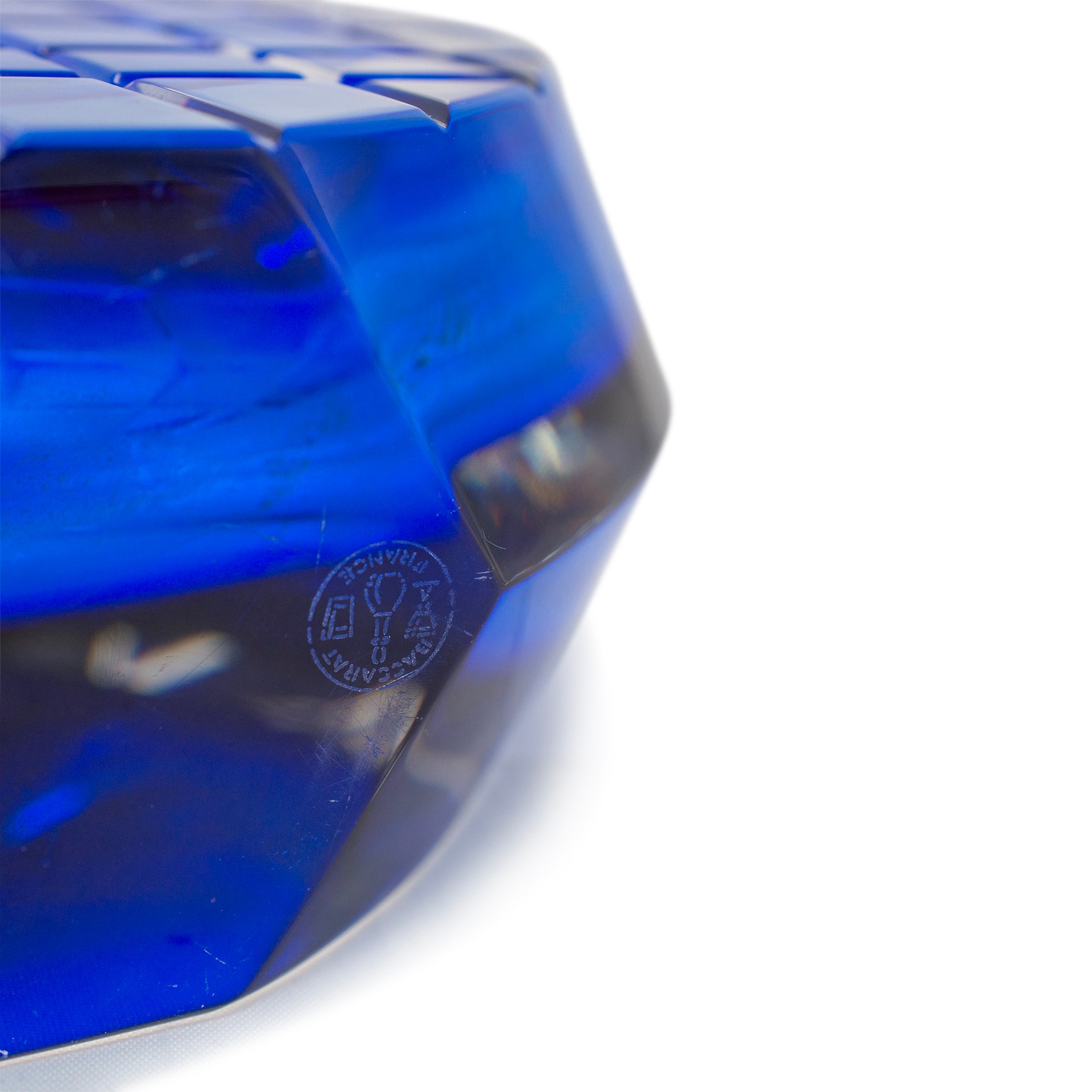 Baccarat France Crystal Neptune Elegant Clear Cobalt Blue Glass Vase