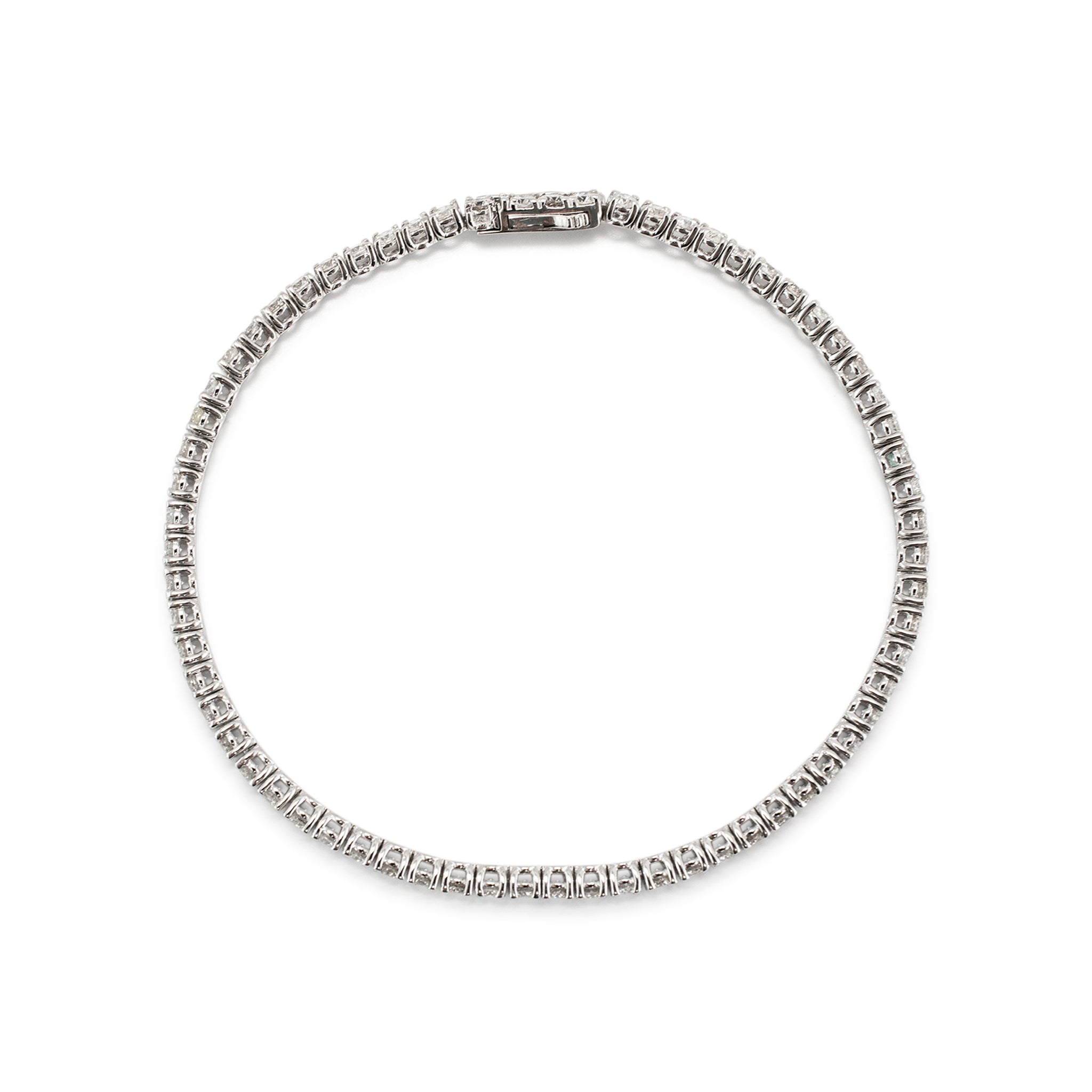 14K White Gold 4-Prong 3.30ct Diamond Tennis Bracelet