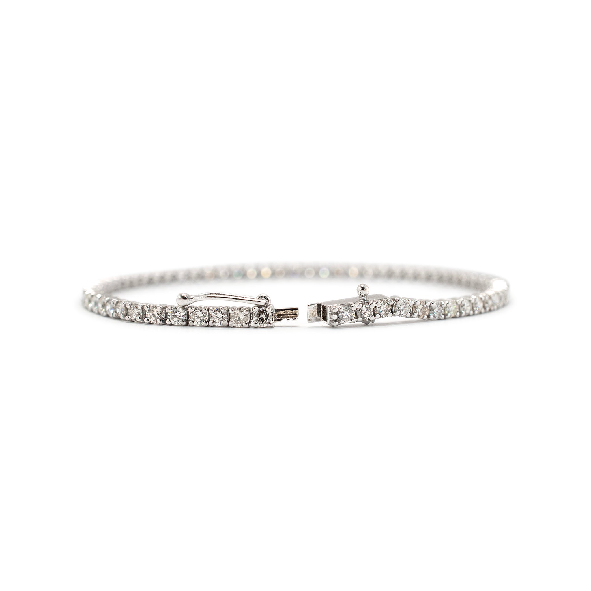 14K White Gold 4-Prong 3.30ct Diamond Tennis Bracelet
