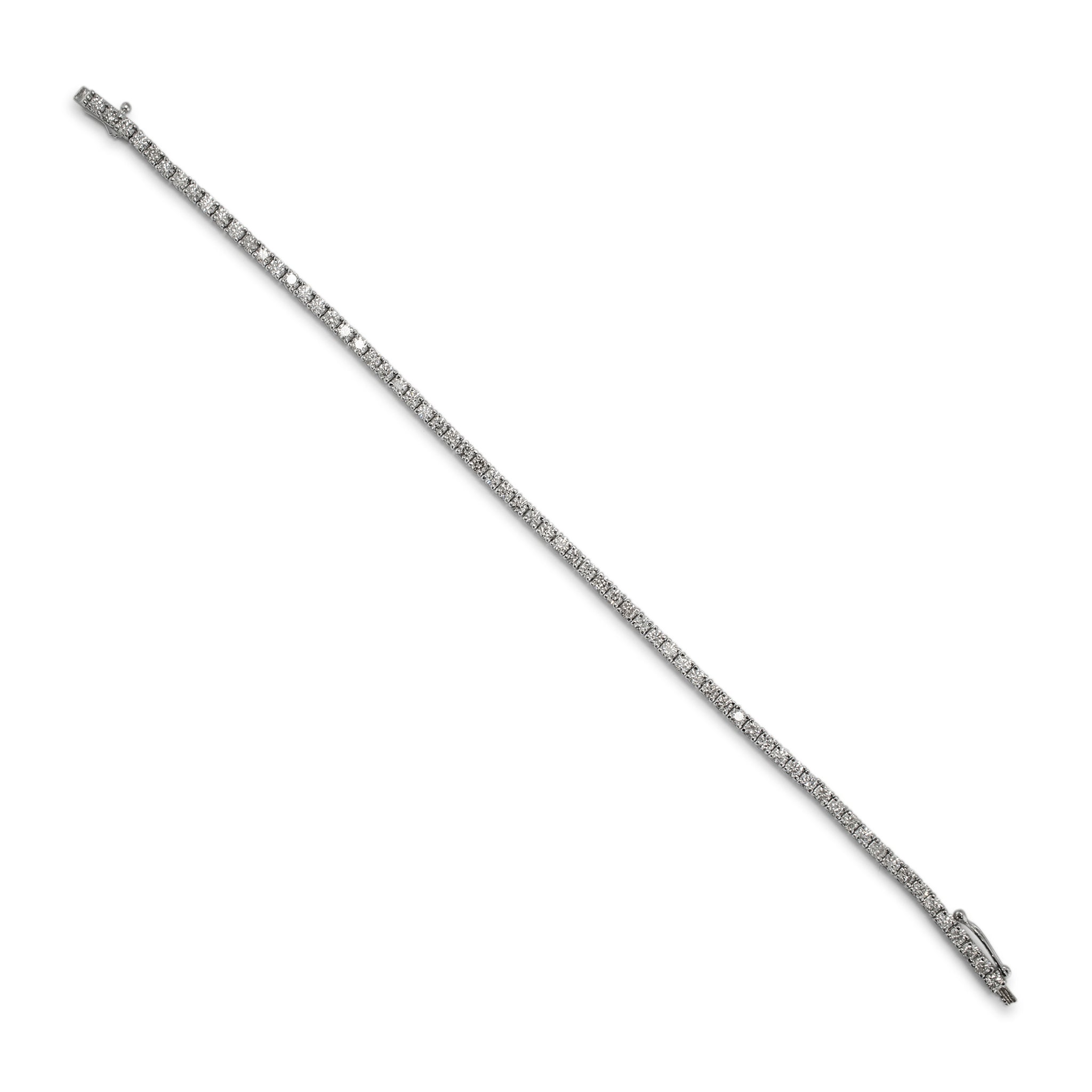14K White Gold 4-Prong 3.30ct Diamond Tennis Bracelet