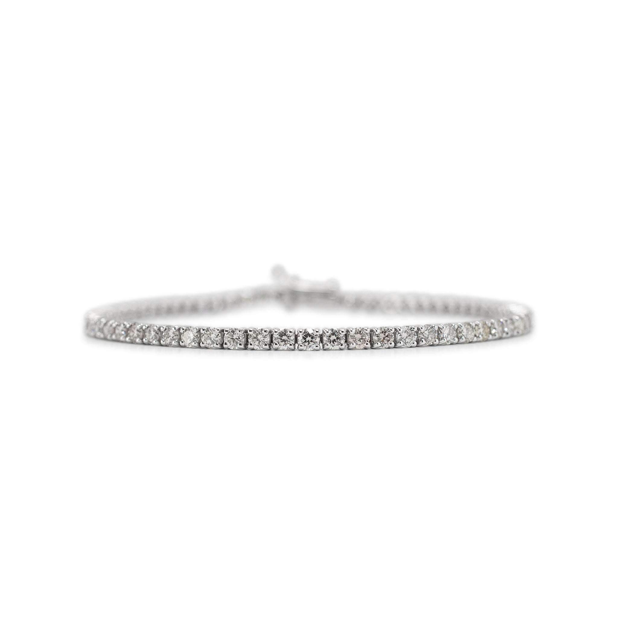 14K White Gold 4-Prong 4.38ct Diamond Tennis Bracelet