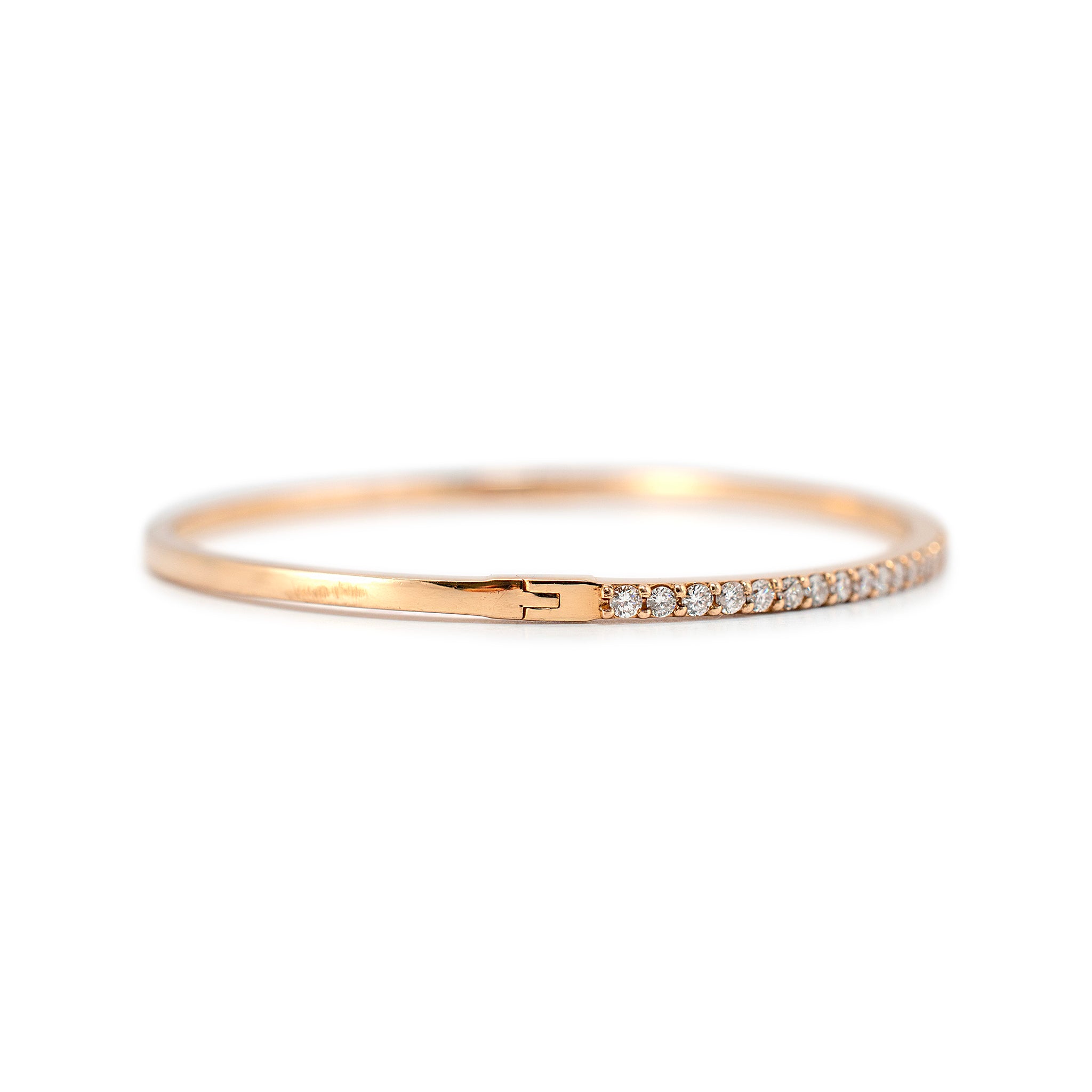 14K Rose Gold Half Eternity Tennis 1.35ct Diamond Bangle Bracelet
