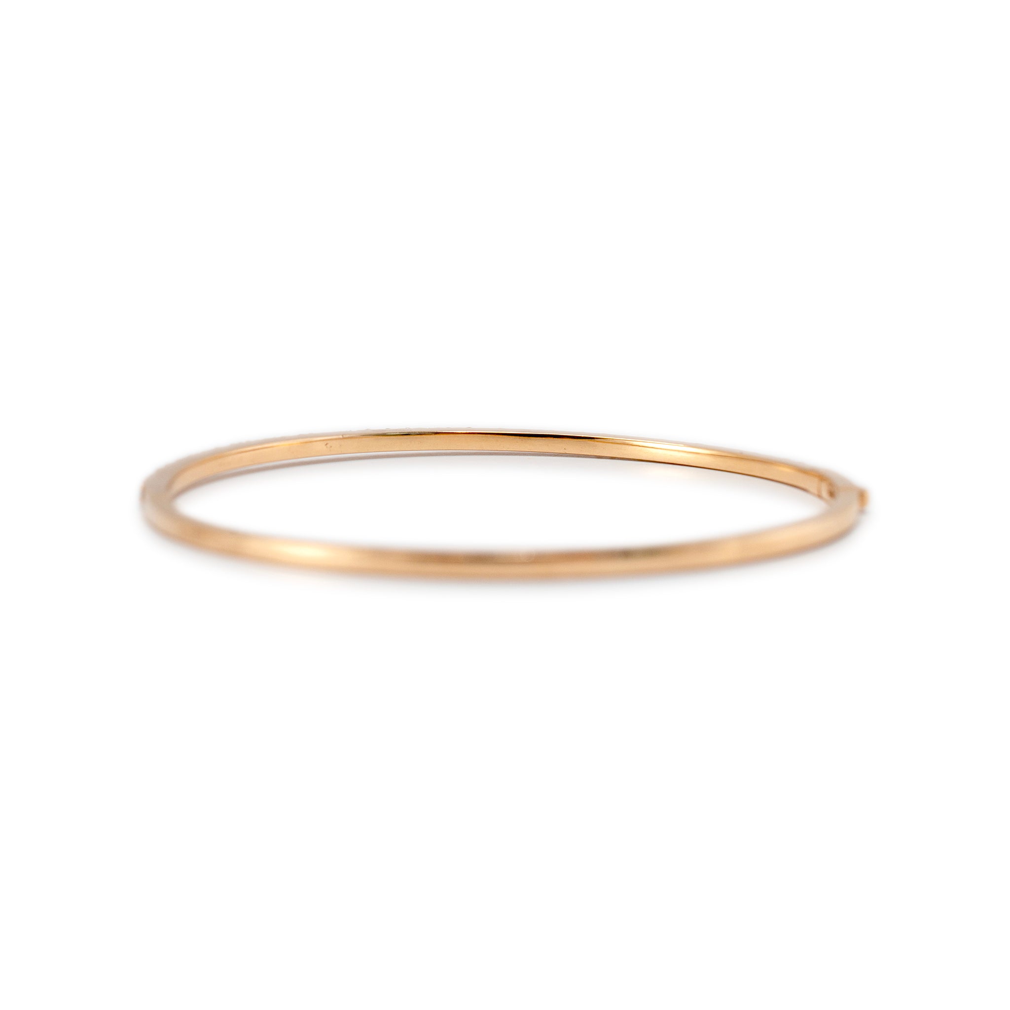 14K Rose Gold Half Eternity Tennis 1.35ct Diamond Bangle Bracelet
