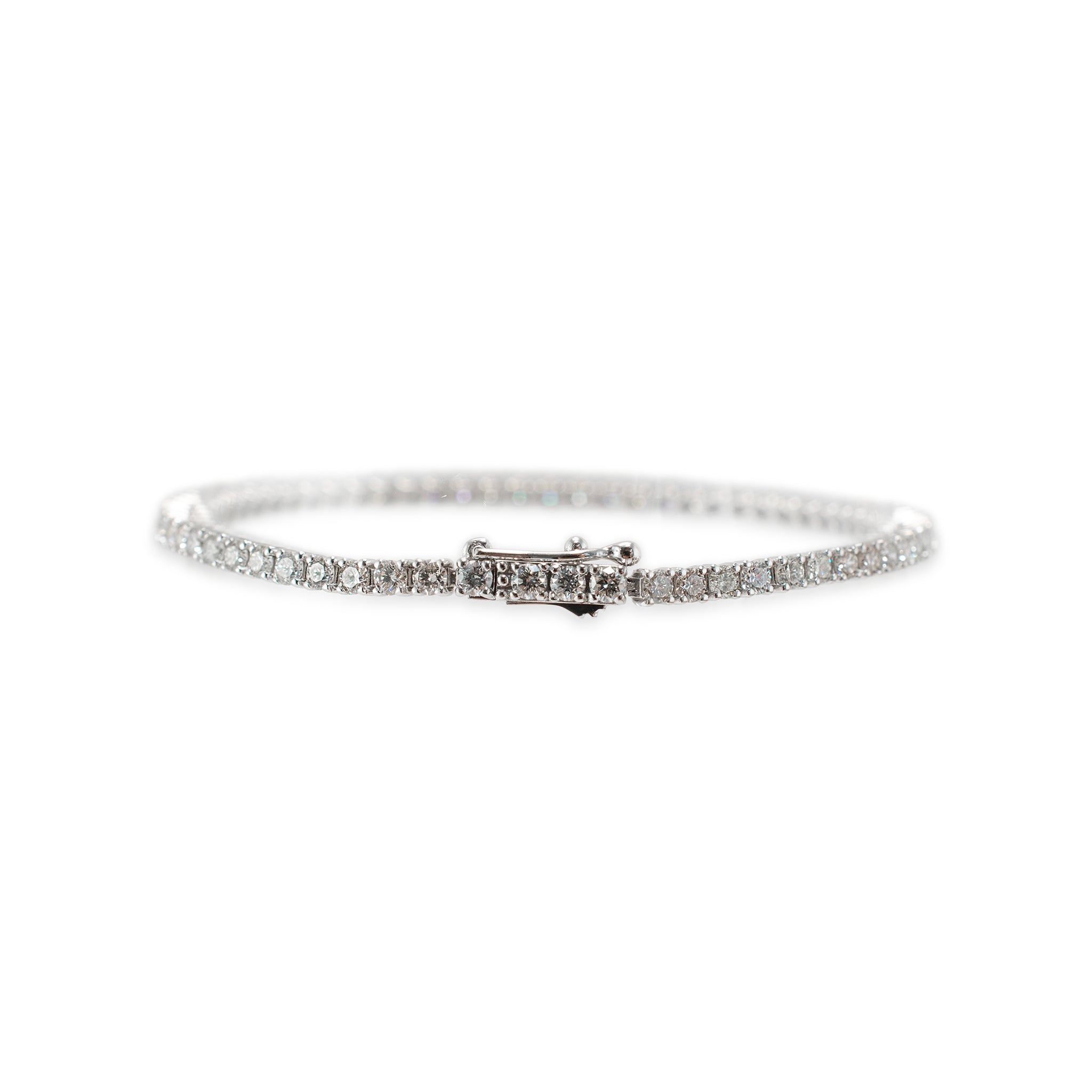 14K White Gold 4-Prong 3.28ct Diamond Tennis Bracelet