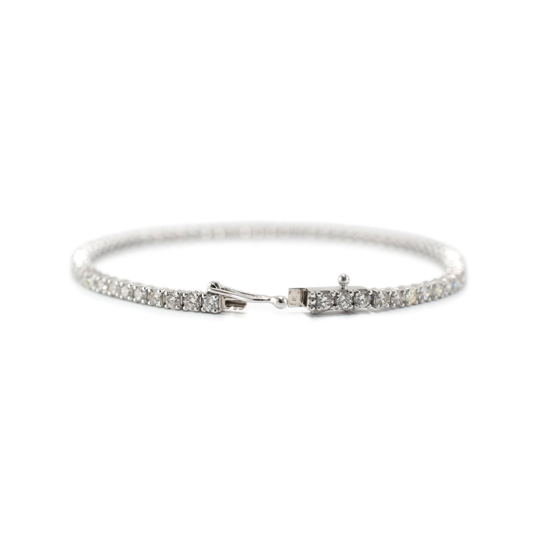 14K White Gold 4-Prong 3.28ct Diamond Tennis Bracelet