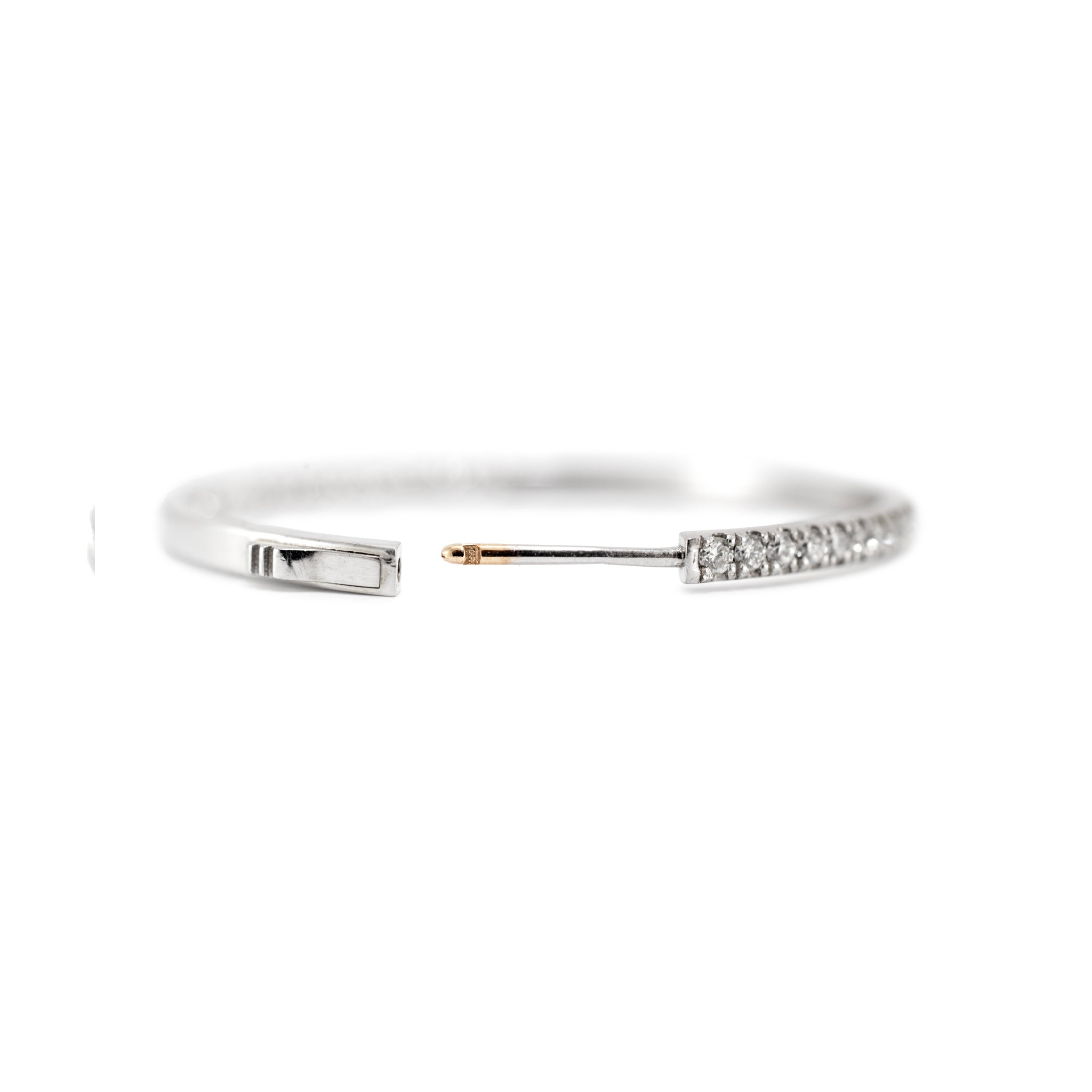 Ladies 14K White Gold Inside Out 3.56ct Pave Diamond Hoop Earrings