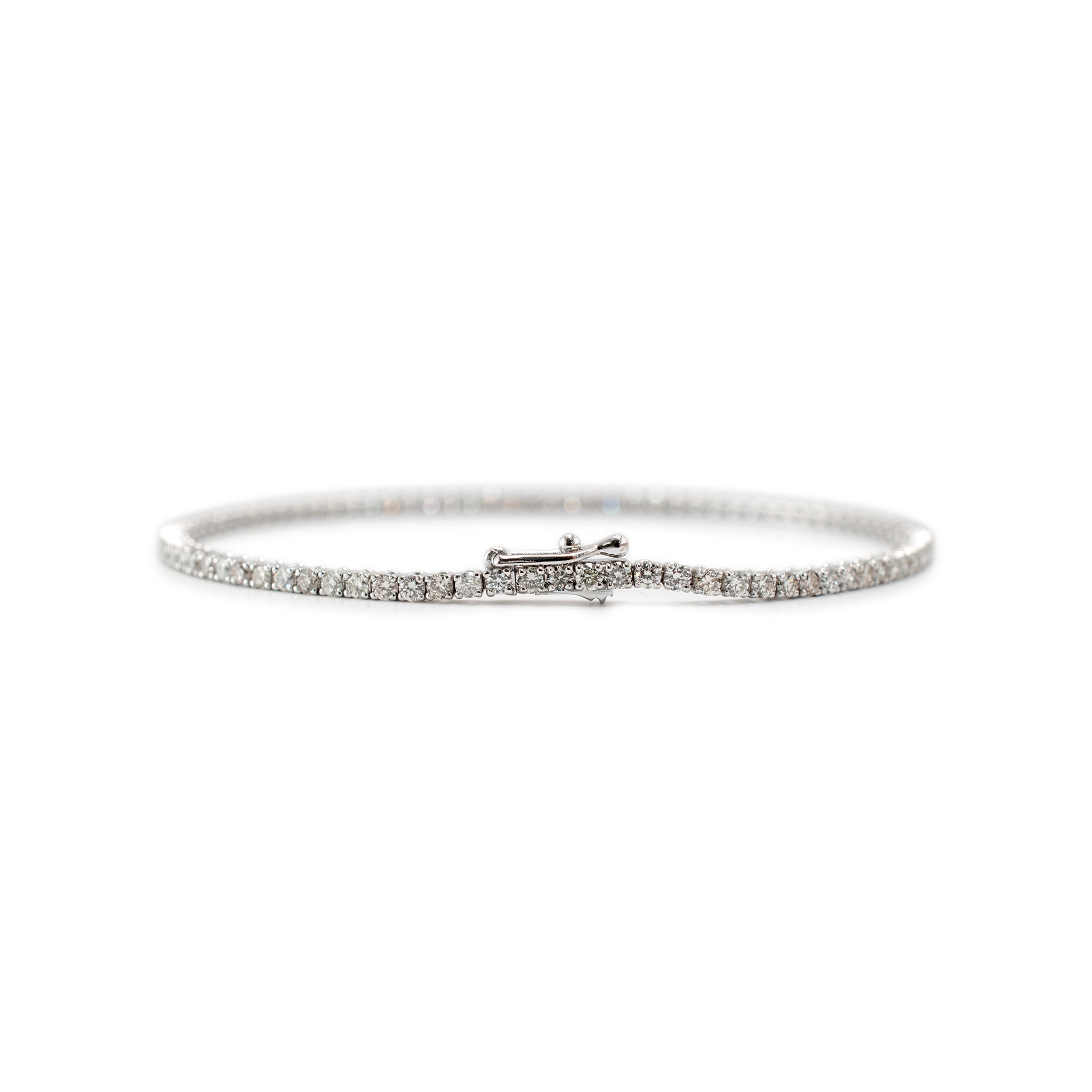 14K White Gold 4-Prong 2.51ct Diamond Tennis Bracelet
