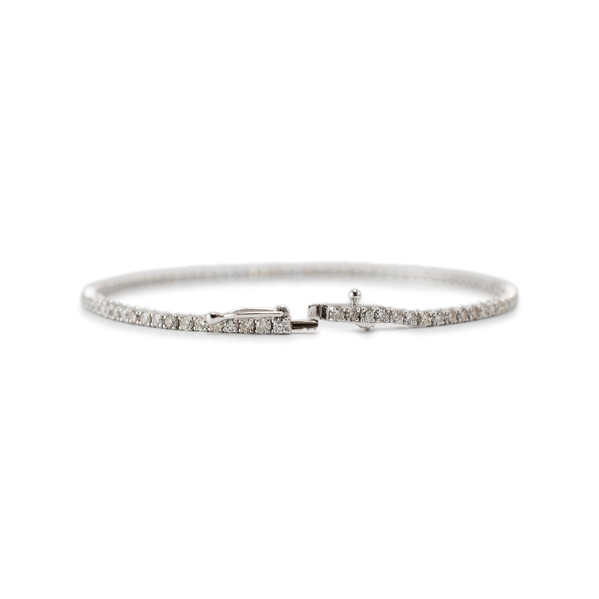 14K White Gold 4-Prong 2.51ct Diamond Tennis Bracelet