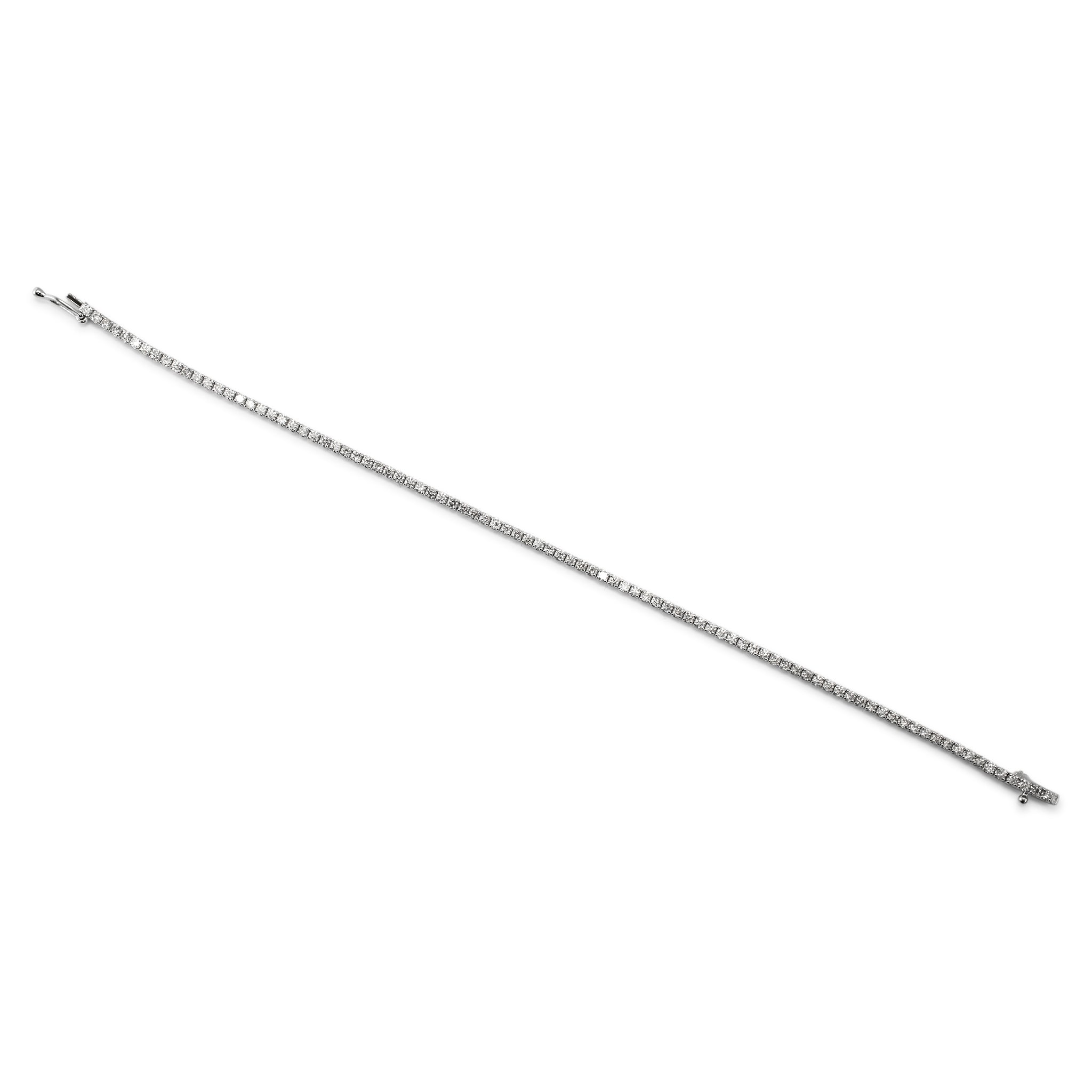 14K White Gold 4-Prong 2.51ct Diamond Tennis Bracelet