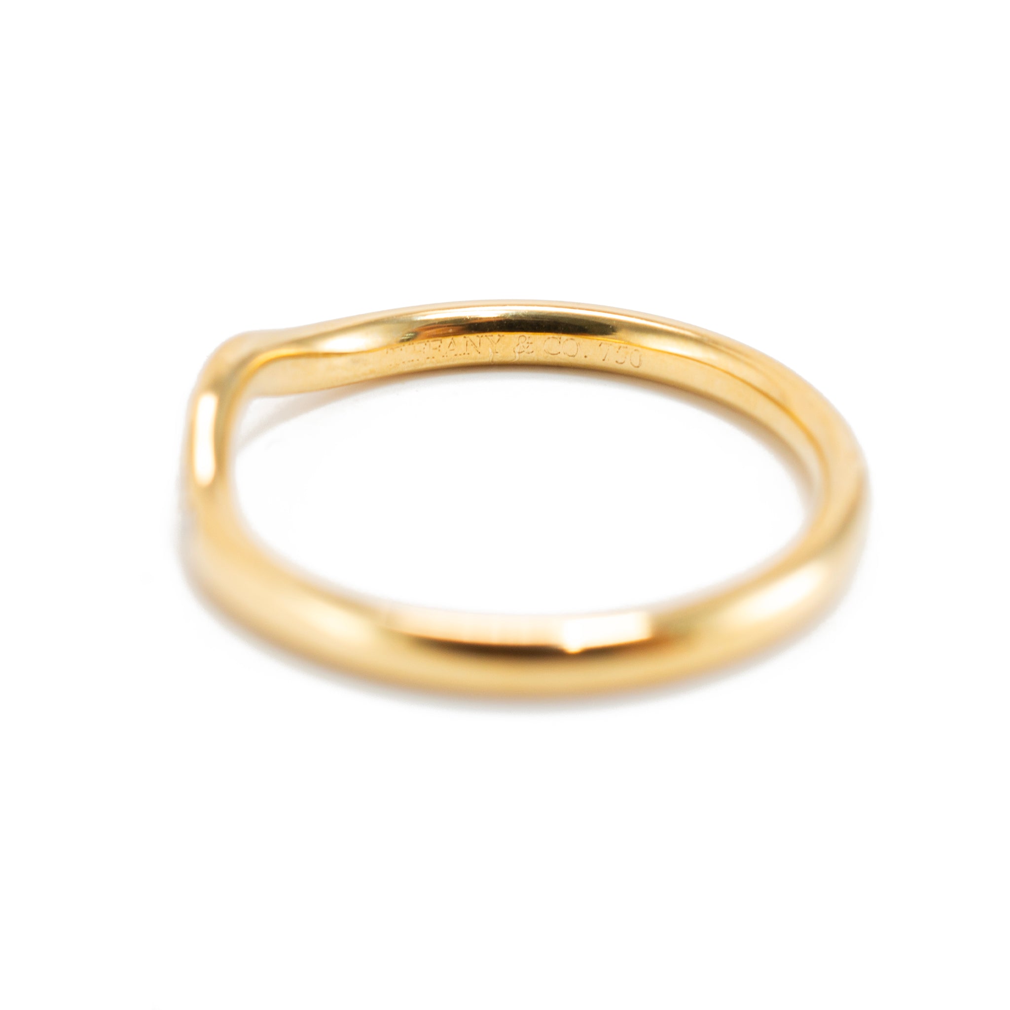 Tiffany & Co. 18K Yellow Gold Elsa Peretti Curved Diamond Wedding Band Ring