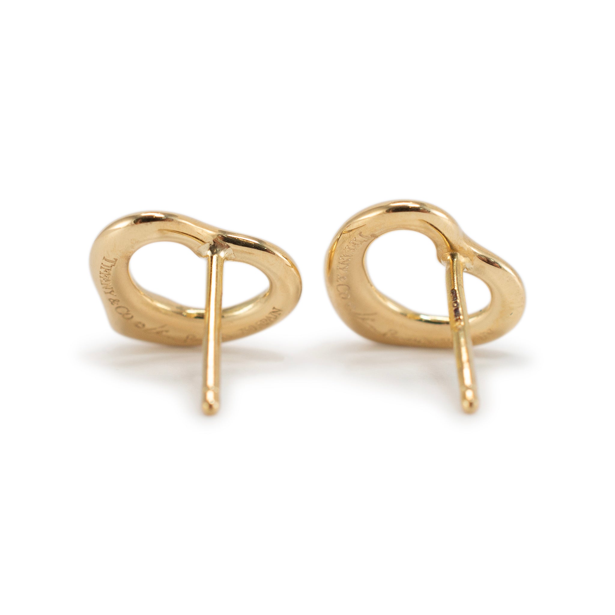 Tiffany & Co. Elsa Peretti Open Heart 11mm 18K Yellow Gold Stud Earrings
