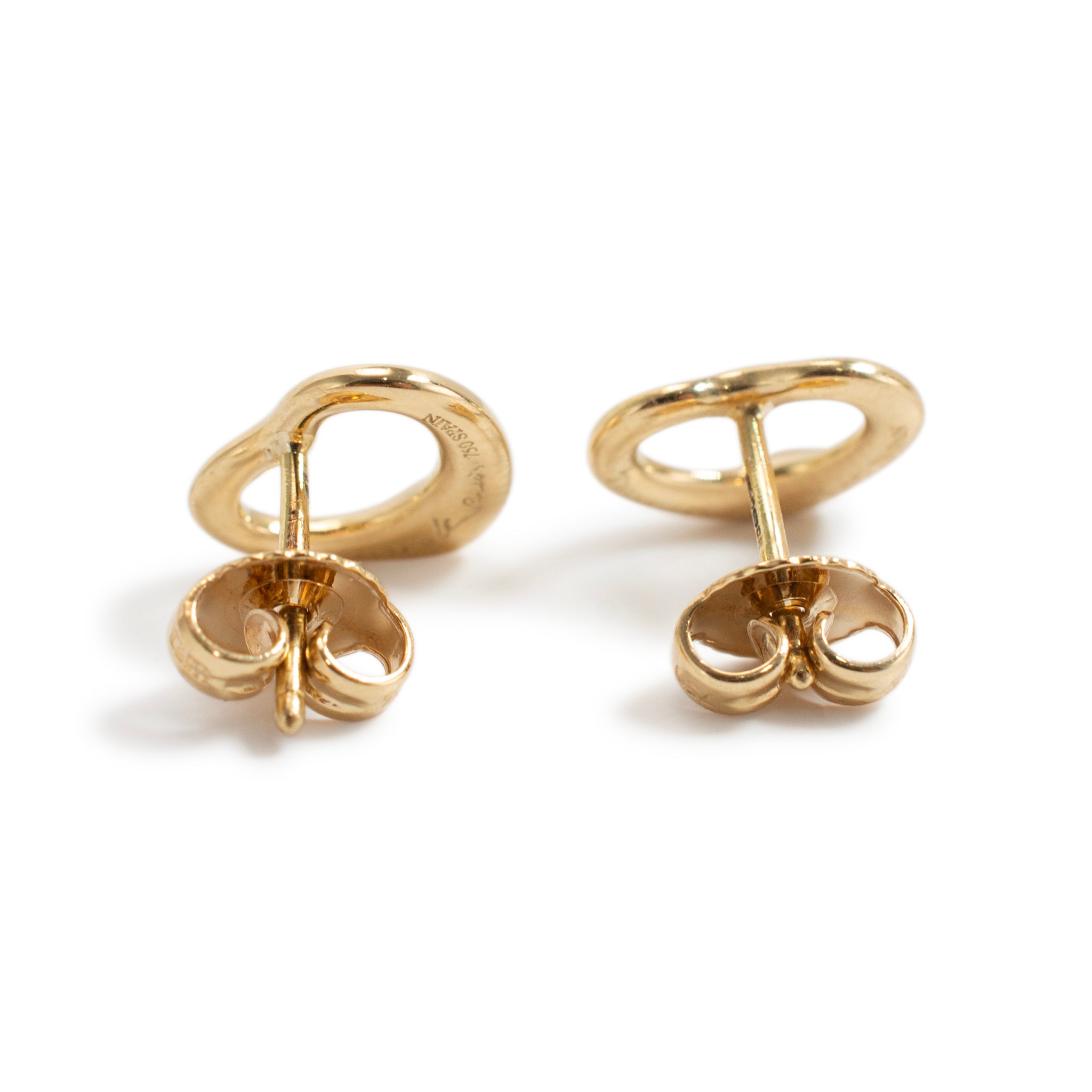 Tiffany & Co. Elsa Peretti Open Heart 11mm 18K Yellow Gold Stud Earrings