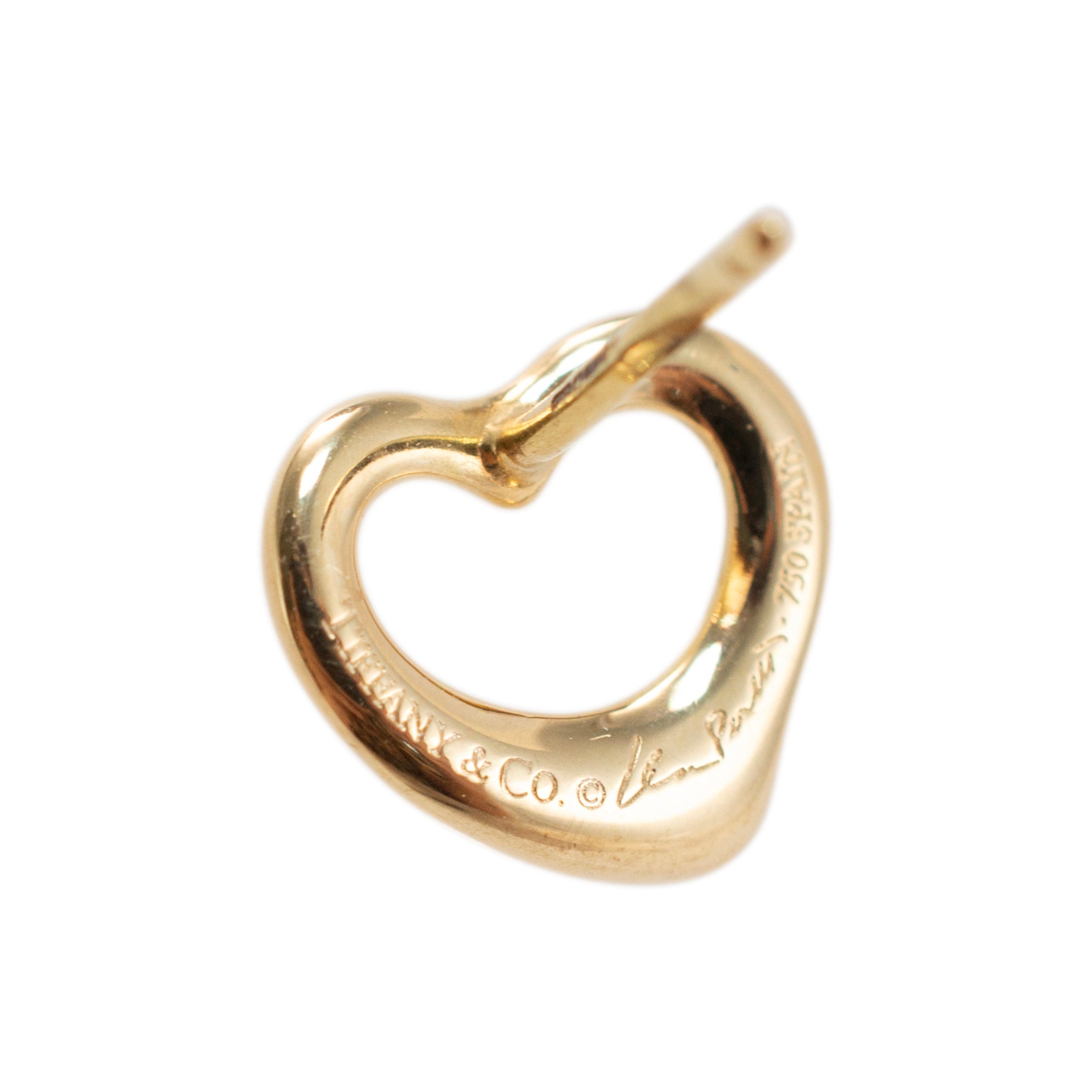Tiffany & Co. Elsa Peretti Open Heart 11mm 18K Yellow Gold Stud Earrings