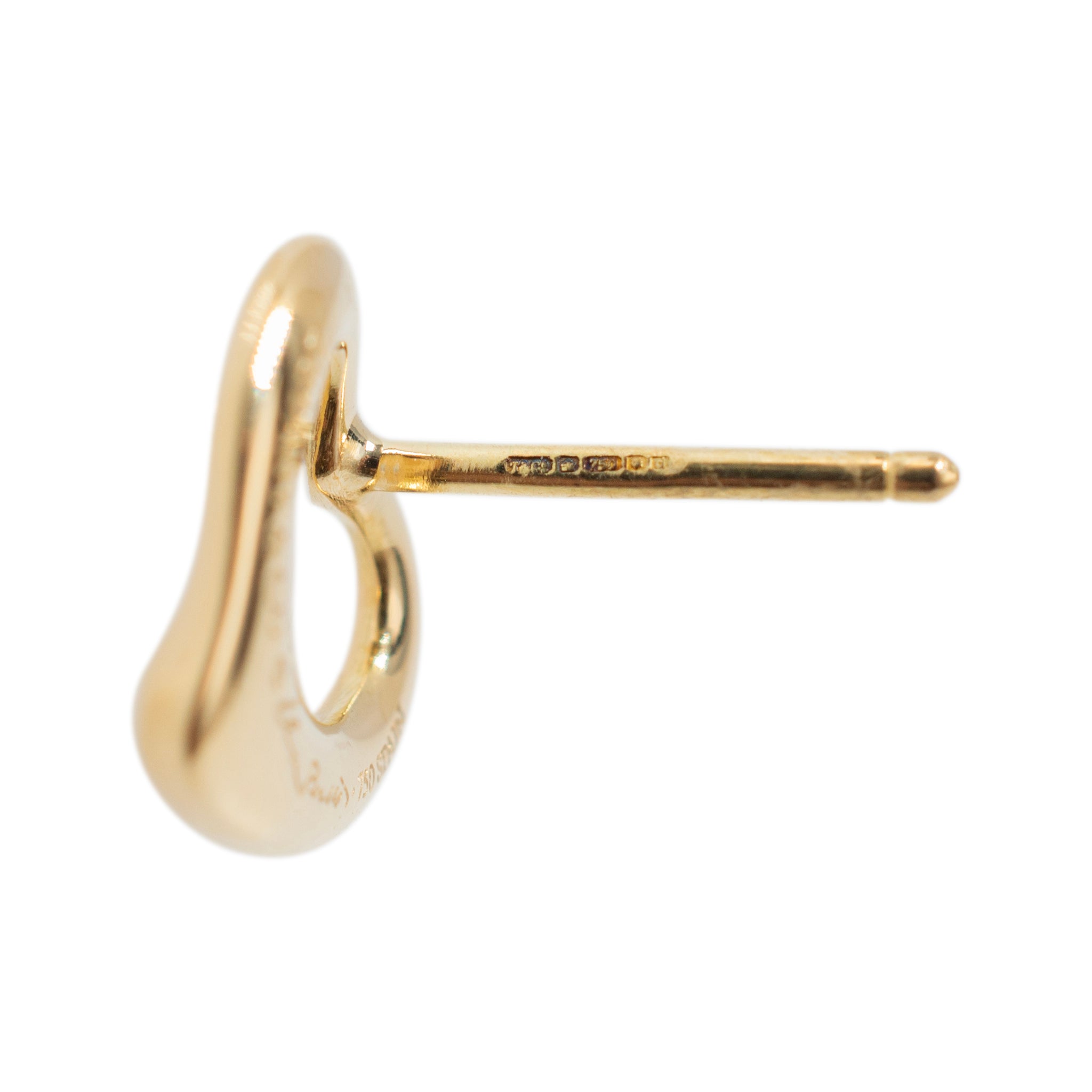 Tiffany & Co. Elsa Peretti Open Heart 11mm 18K Yellow Gold Stud Earrings