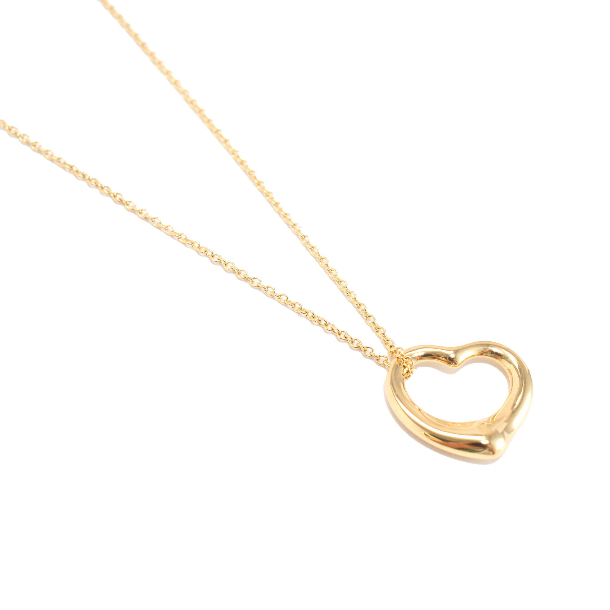 Tiffany & Co. Elsa Peretti 18K Yellow Gold 16MM Open Heart Pendant Necklace