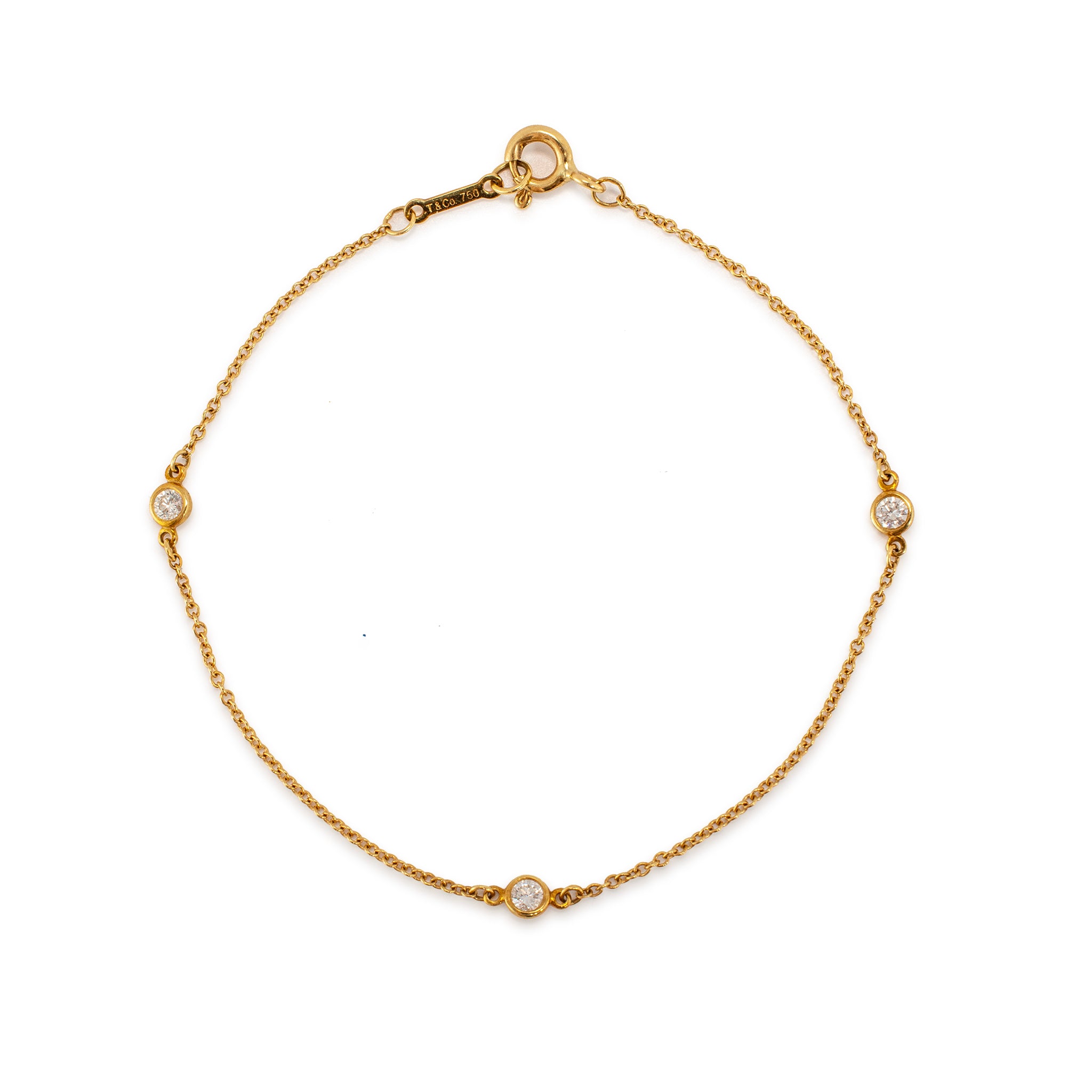 Tiffany & Co. Elsa Peretti 18K Yellow Gold 3 Diamonds by the Yard Bracelet