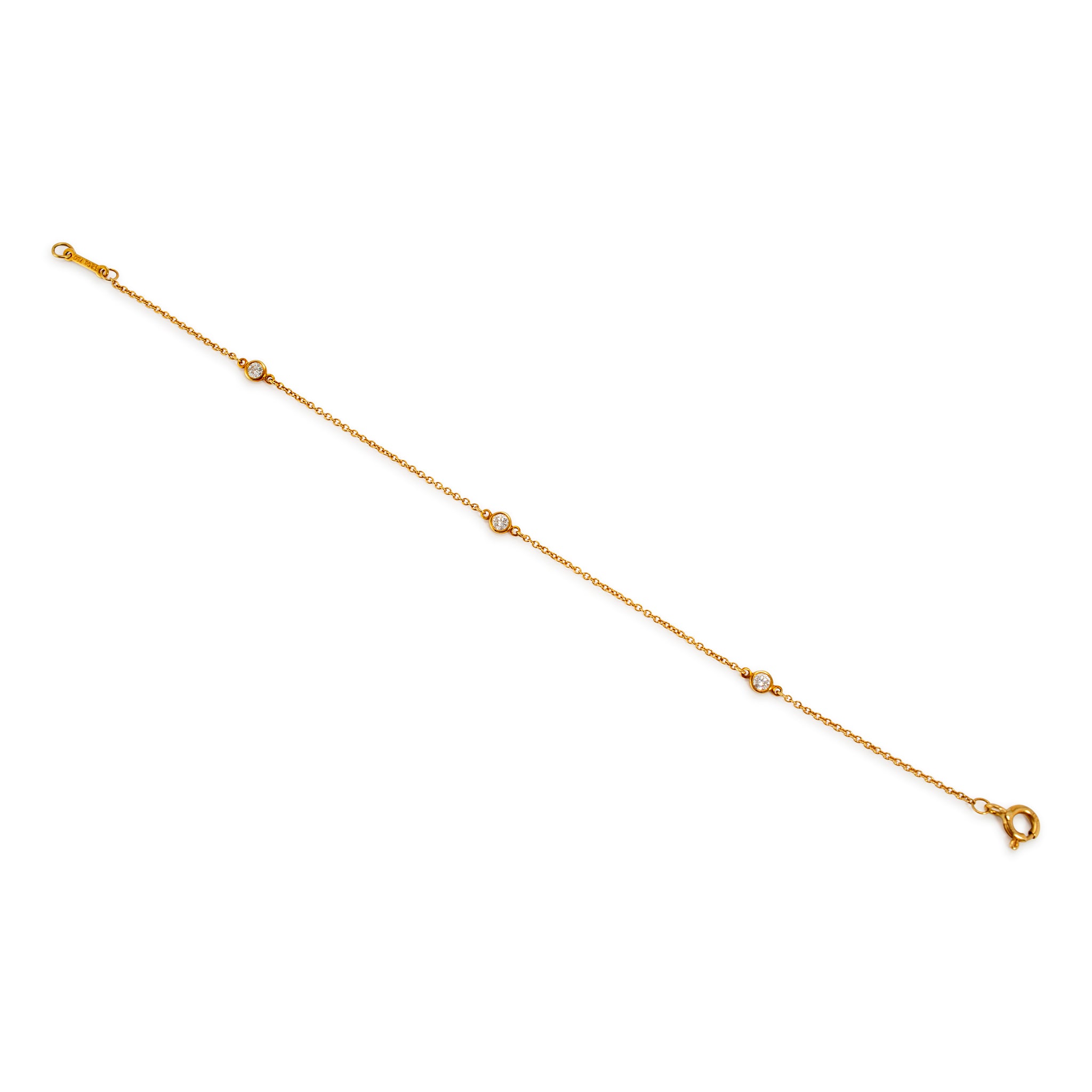 Tiffany & Co. Elsa Peretti 18K Yellow Gold 3 Diamonds by the Yard Bracelet