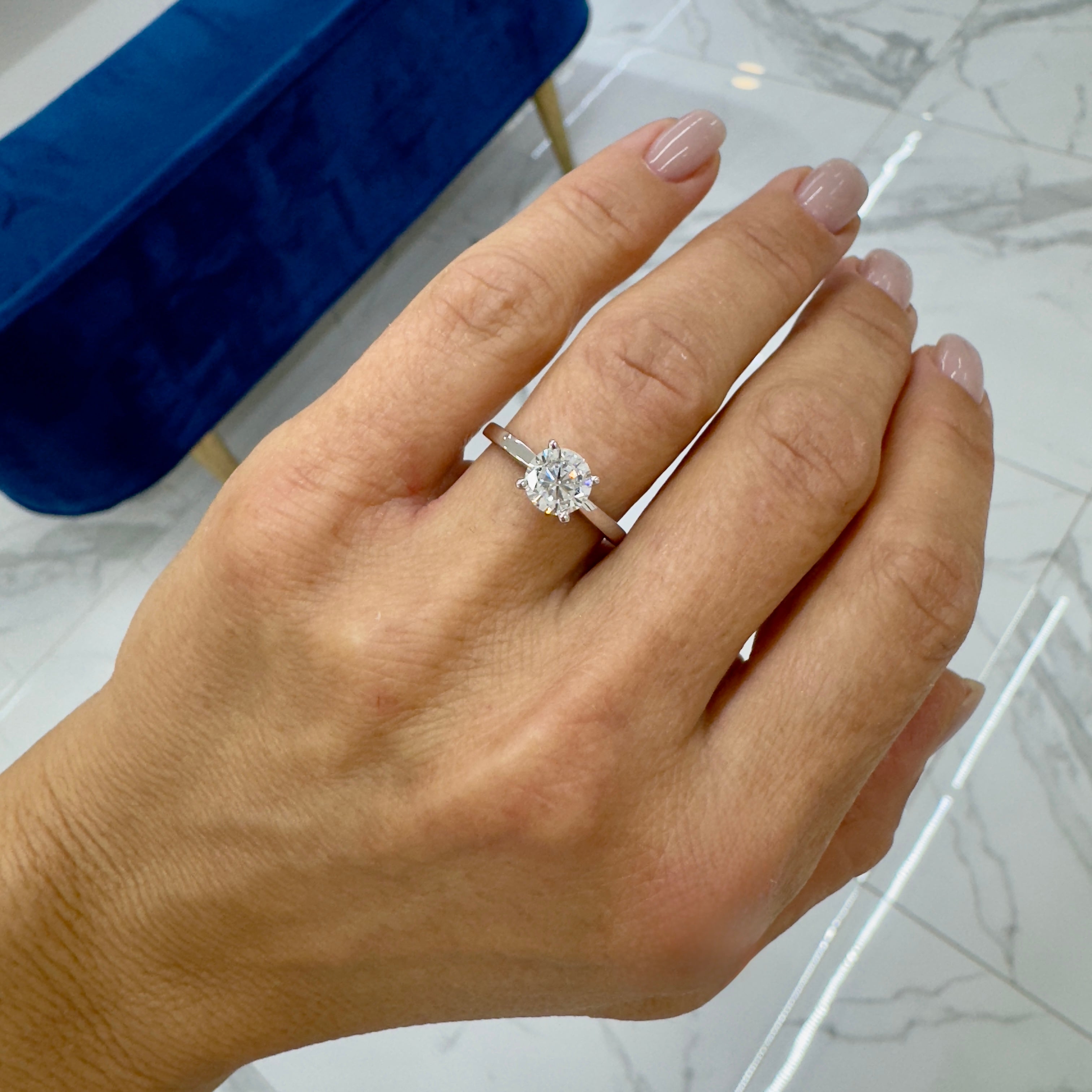 Ladies 10K White Gold 1.10ct Lab Grown Diamond Solitaire Engagement Ring