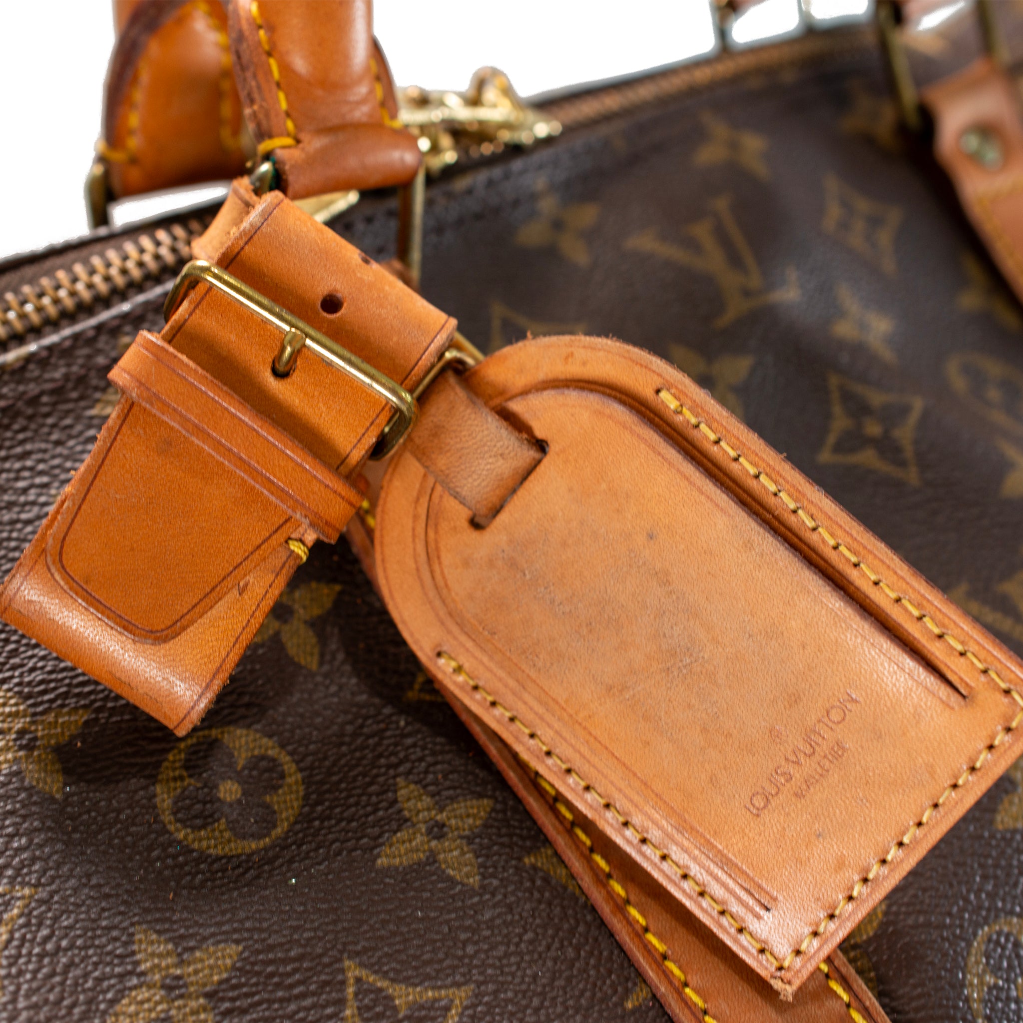 Vintage Louis Vuitton Keepall 55 Monogram Leather Top Handle Travel Bag