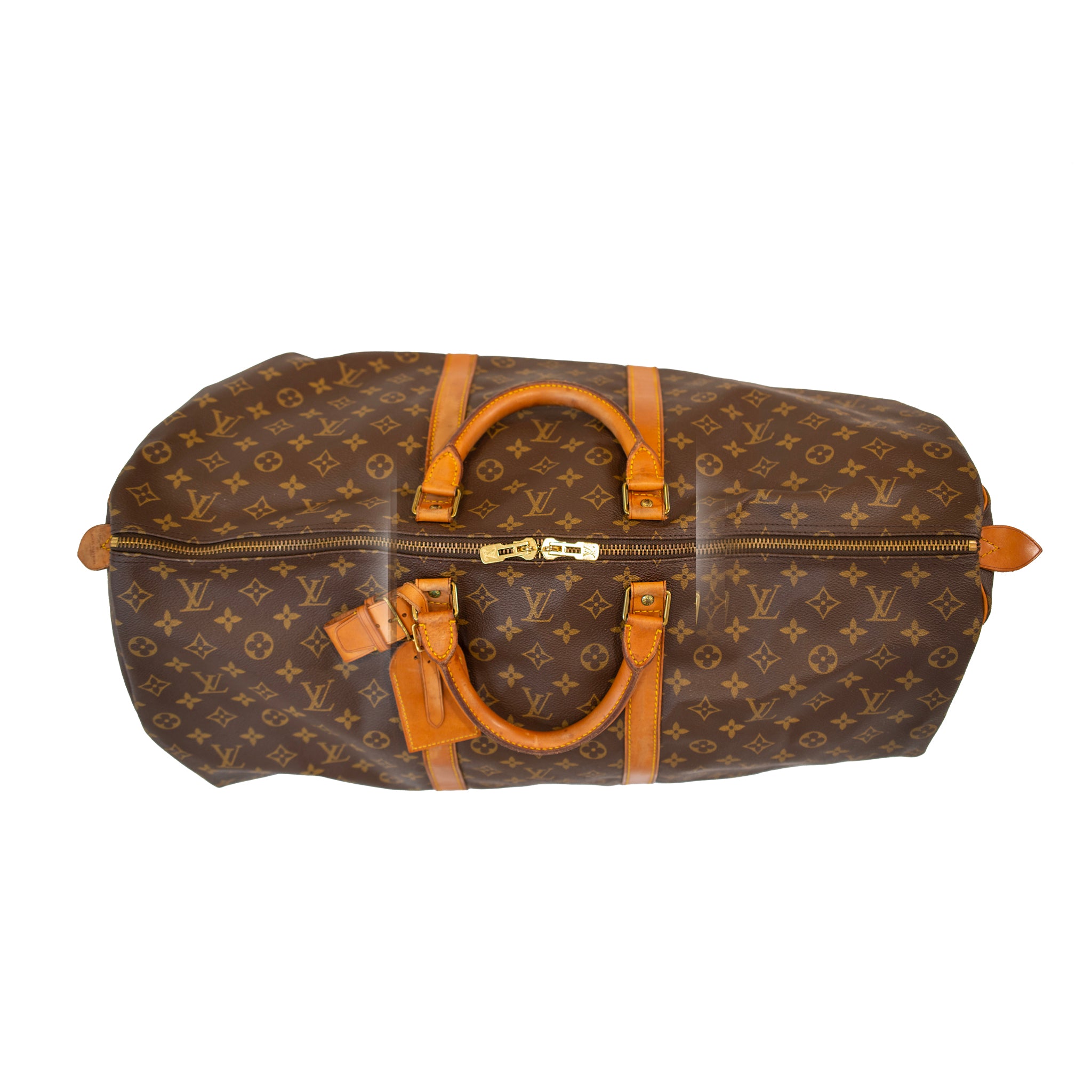 Vintage Louis Vuitton Keepall 55 Monogram Leather Top Handle Travel Bag
