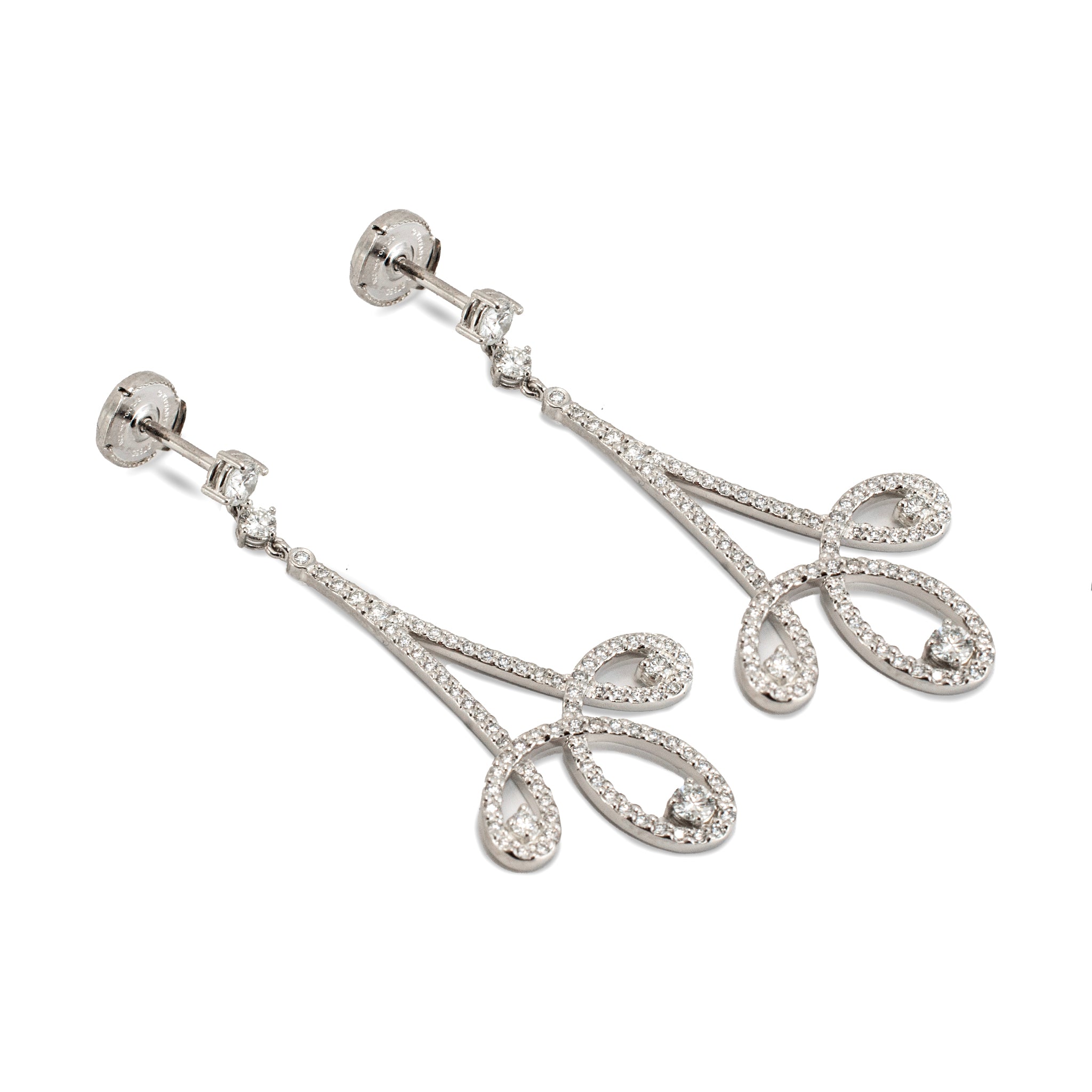 Tiffany & Co. Enchant Scroll 950 Platinum Diamond Chandelier Dangle Earrings