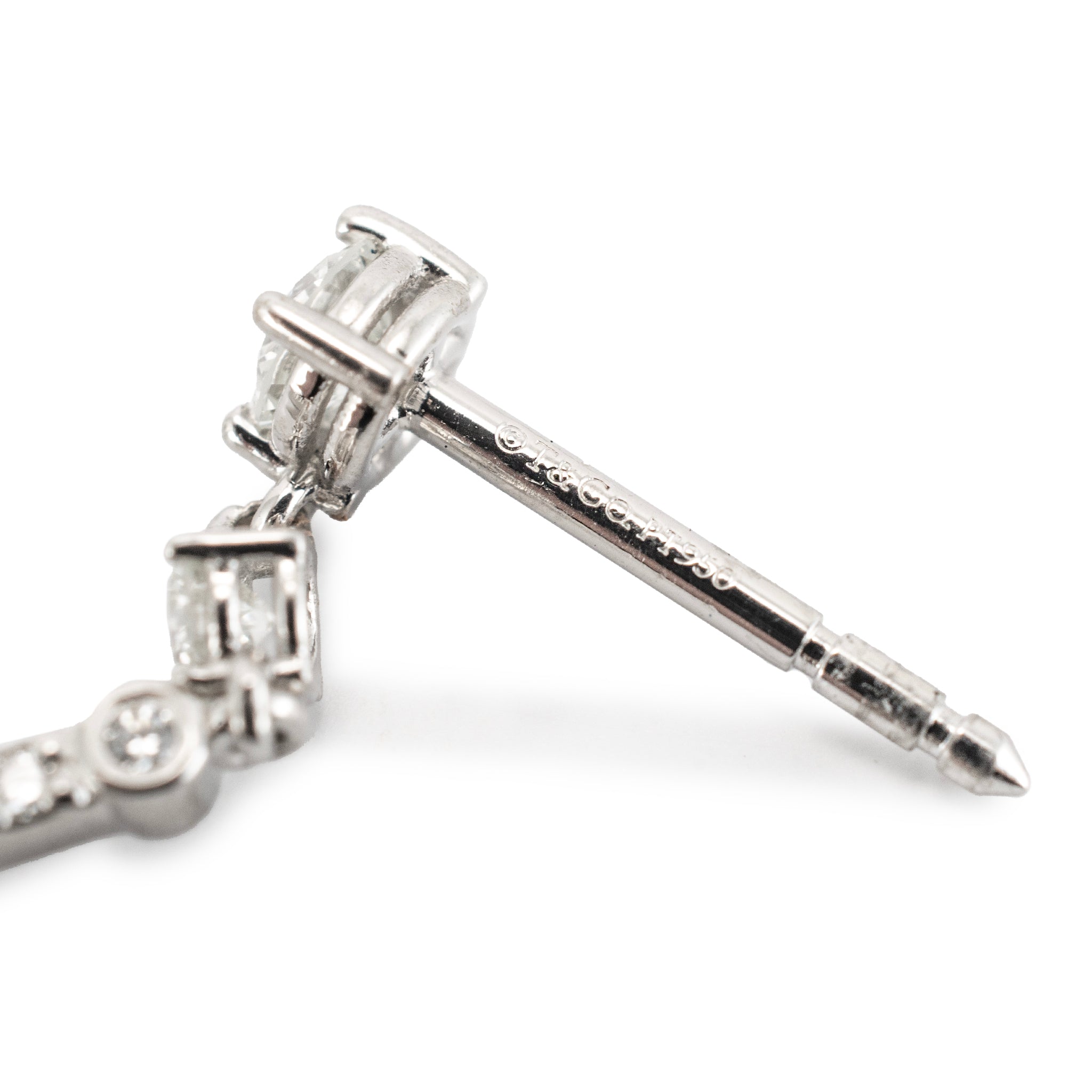 Tiffany & Co. Enchant Scroll 950 Platinum Diamond Chandelier Dangle Earrings