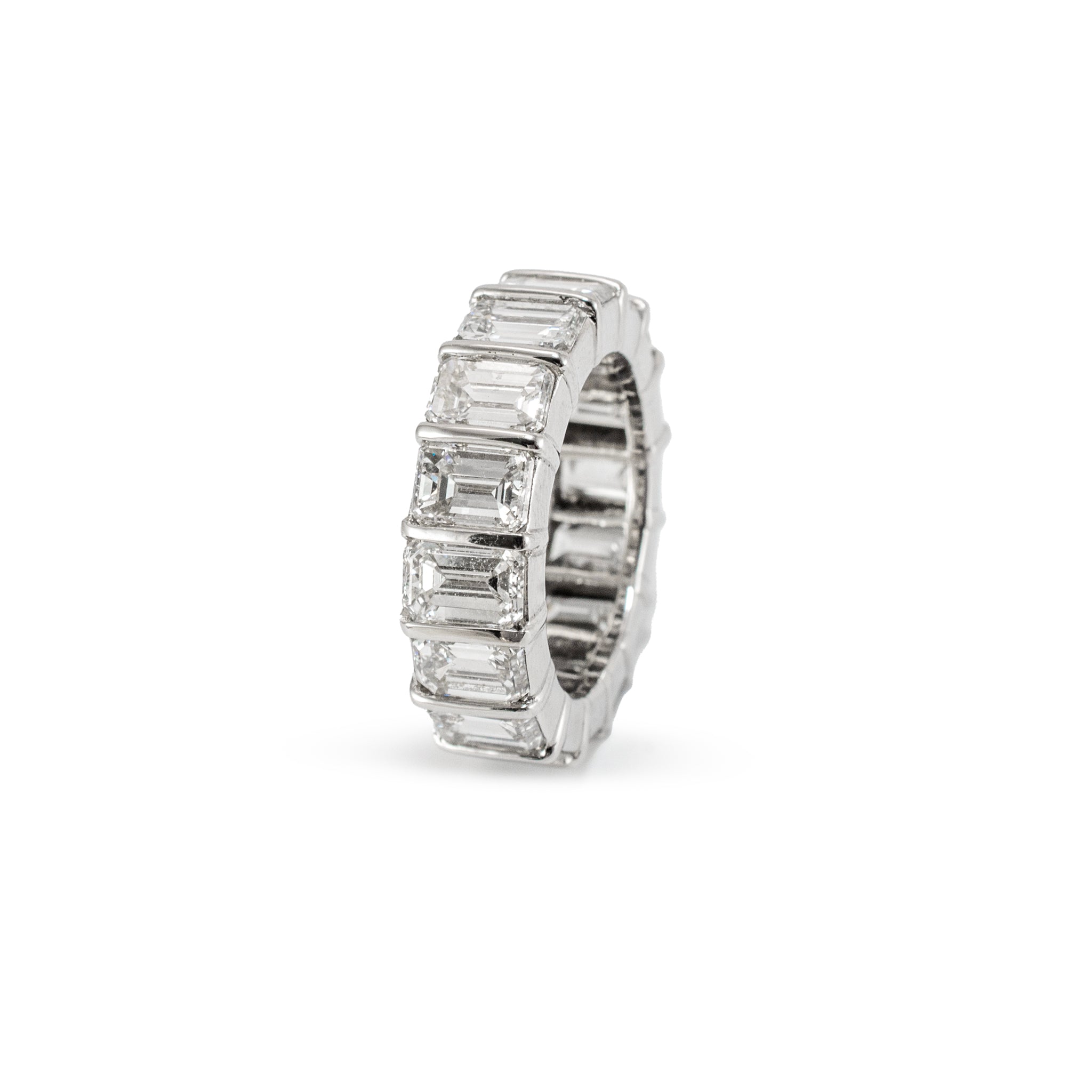 Ladies Platinum 7.20ct Emerald Cut Diamond Full Eternity Wedding Band Ring