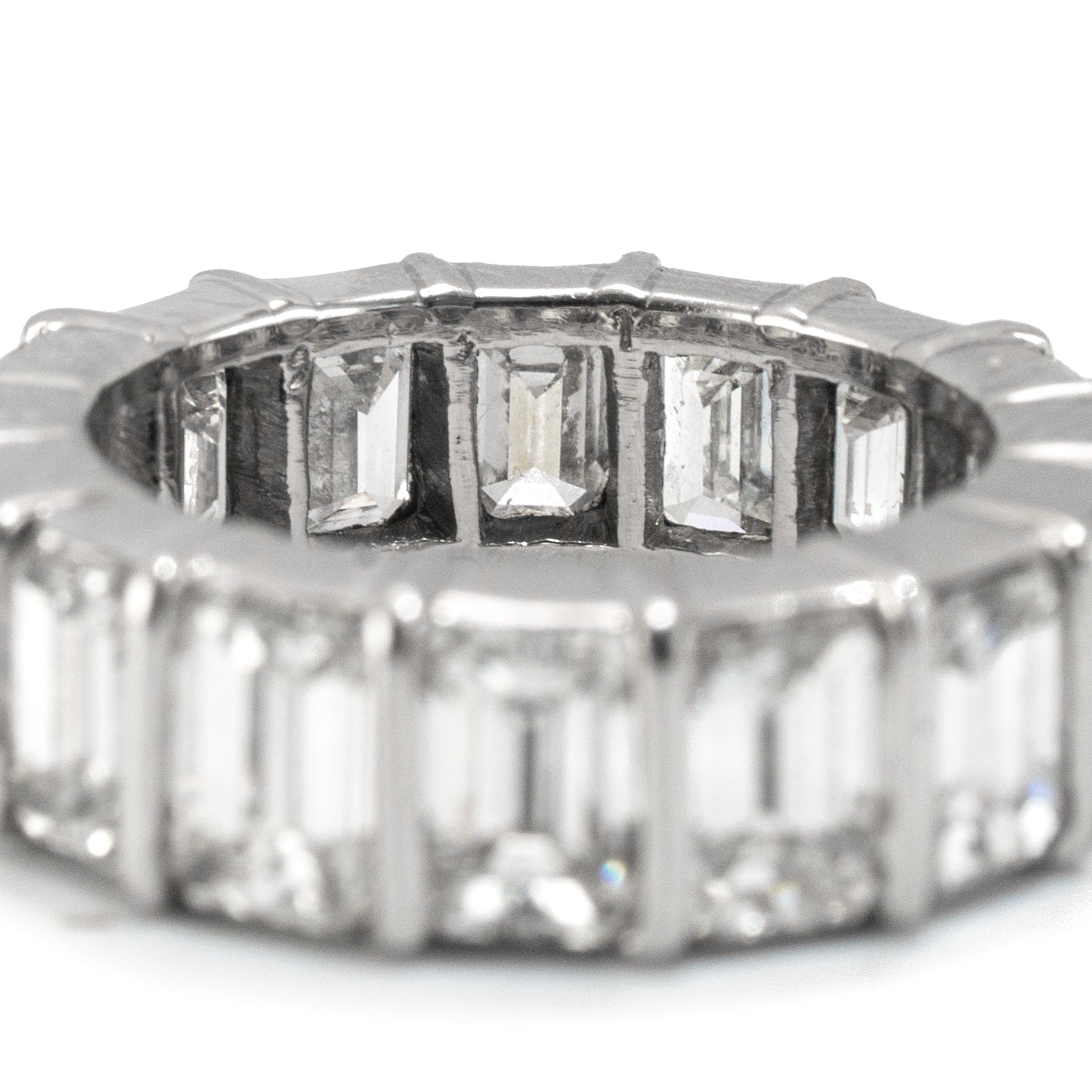 Ladies Platinum 7.20ct Emerald Cut Diamond Full Eternity Wedding Band Ring