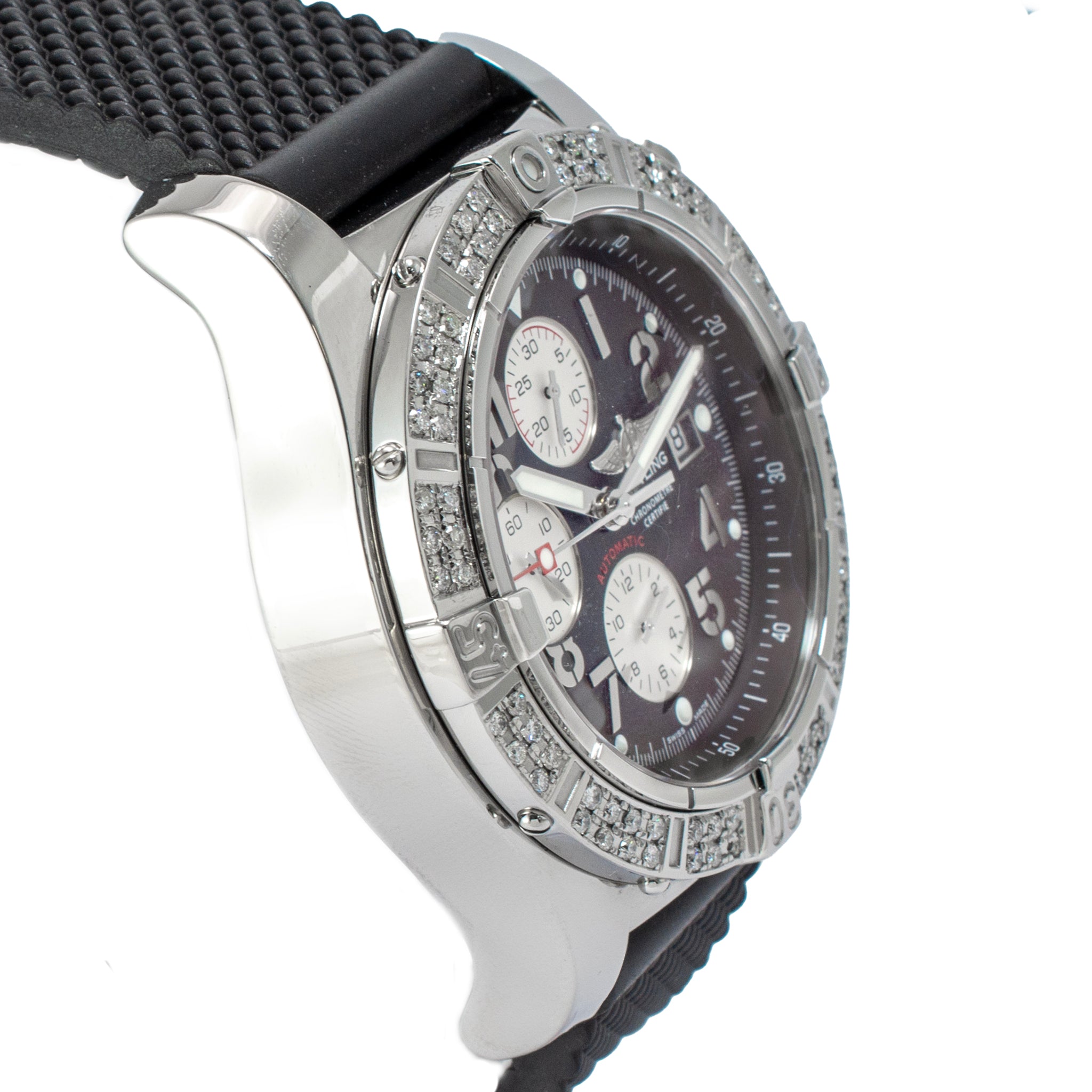 Breitling Super Avenger 48MM A1337011 Diamond Bezel Stainless Steel Chrono Watch