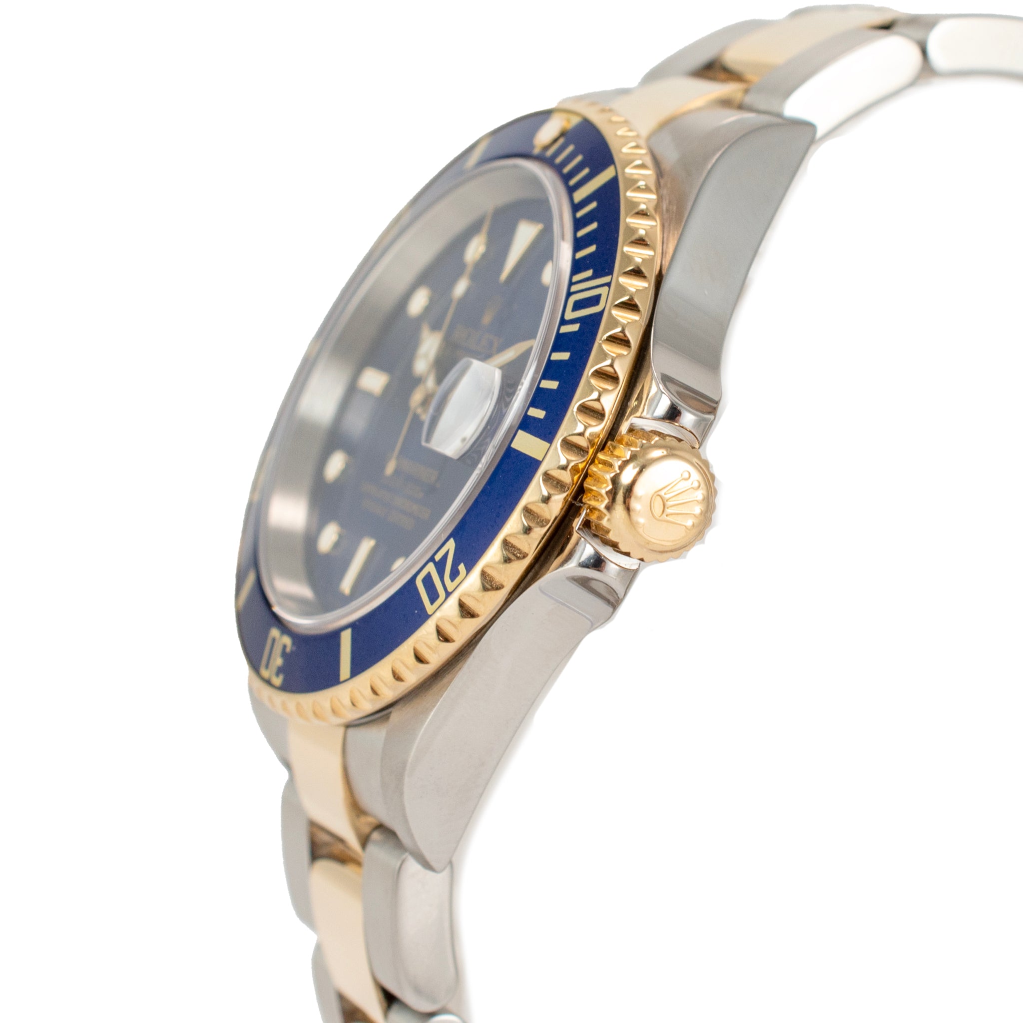 2005 Rolex Submariner Date 40MM 16613 T Tritium Blue Dial Gold Steel Watch