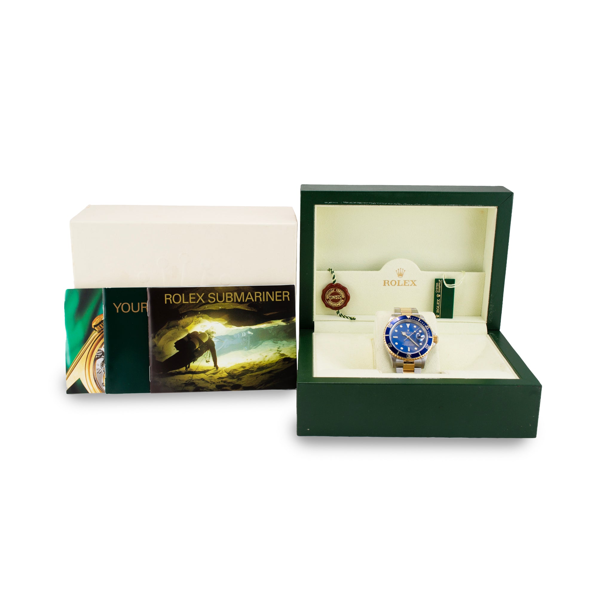 2005 Rolex Submariner Date 40MM 16613 T Tritium Blue Dial Gold Steel Watch
