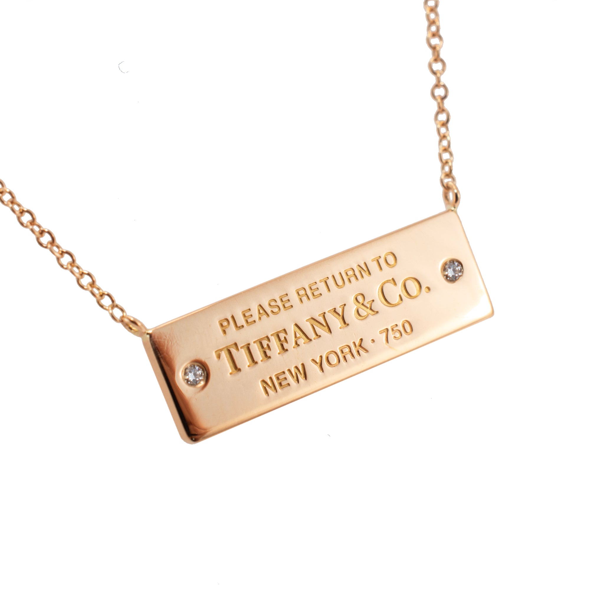 Tiffany & Co. Return to Tiffany 18K Yellow Gold Diamond Bar Pendant Necklace