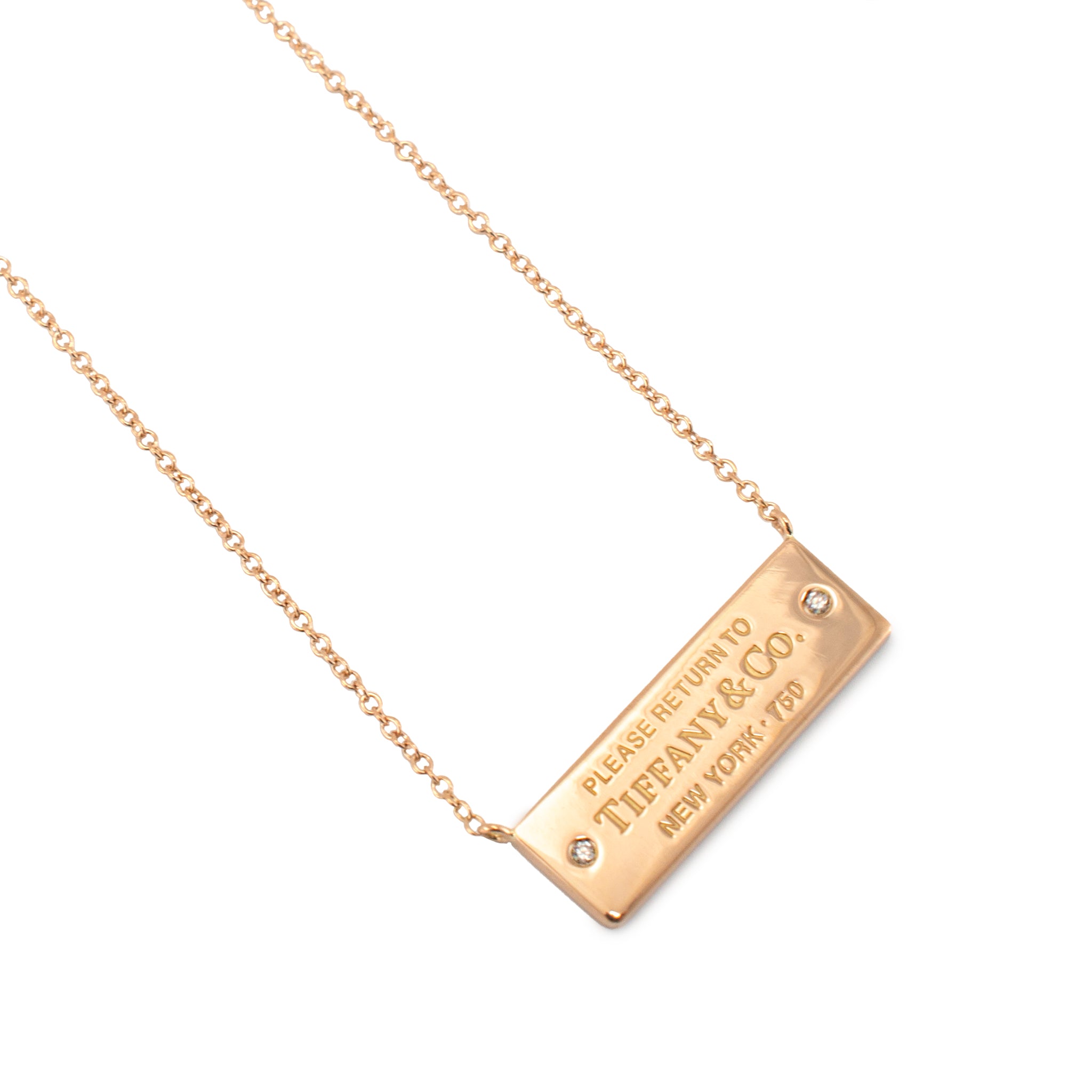 Tiffany & Co. Return to Tiffany 18K Yellow Gold Diamond Bar Pendant Necklace