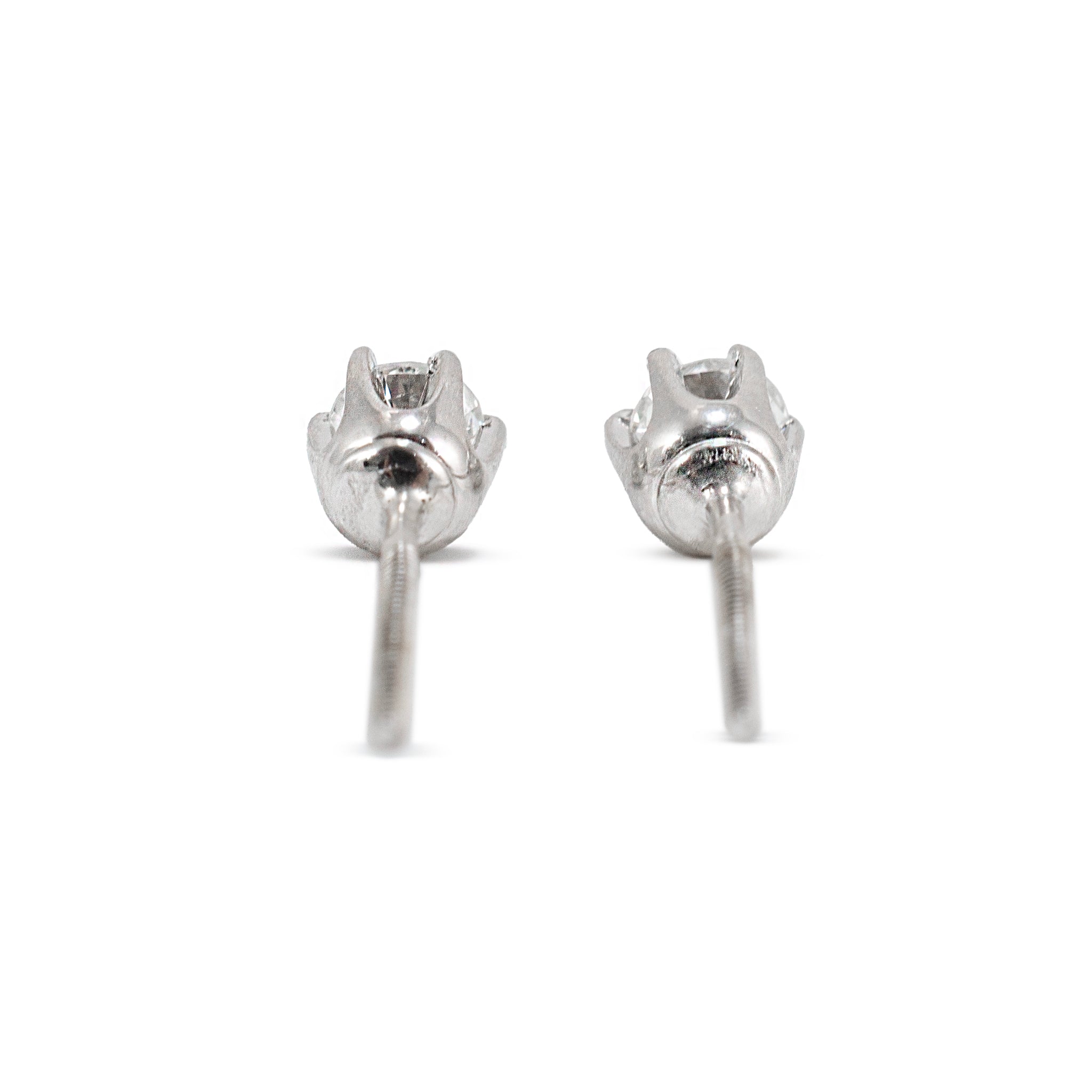 14K White Gold 6 Prong Screw Back 0.55ct Round Diamond Stud Earrings