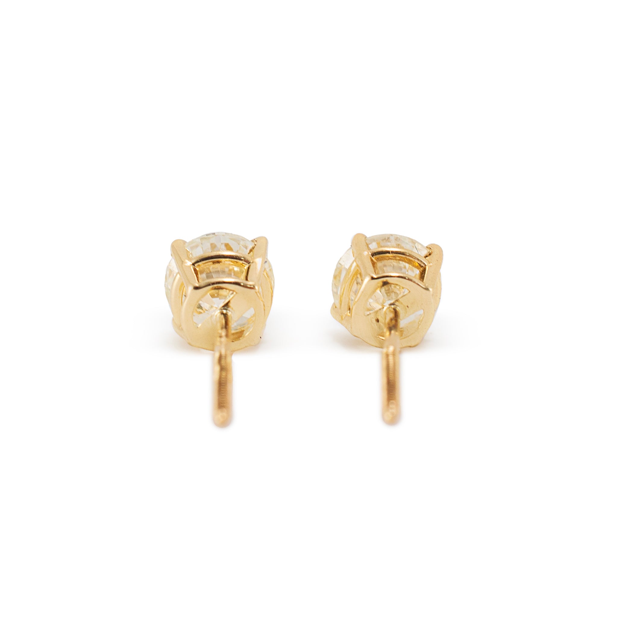 14K Yellow Gold 4-Prong Screw Back 1.03ct Diamond Stud Earrings
