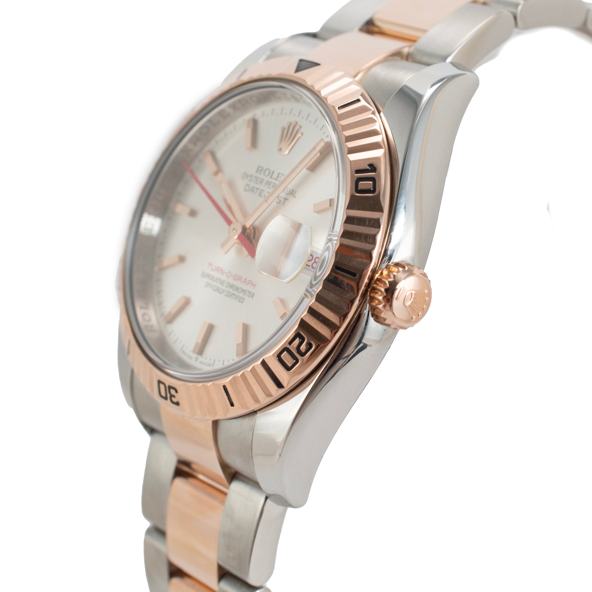 2006 Rolex Datejust Turn-O-Graph 36MM 116261 Rose Gold Steel Oyster Fluted Watch