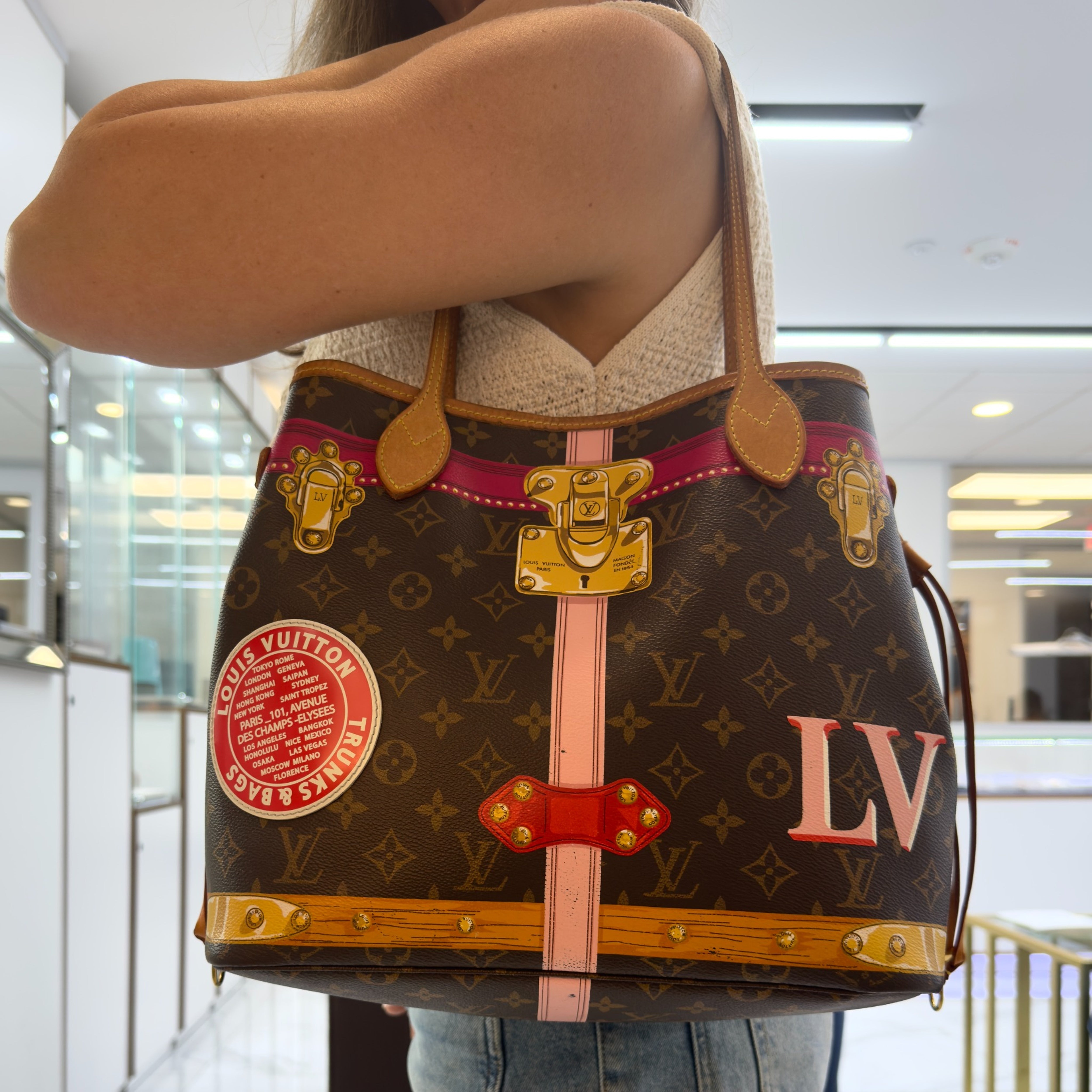 Louis Vuitton Monogram Summer Trunks Neo Neverfull MM M41390 Tote Handbag